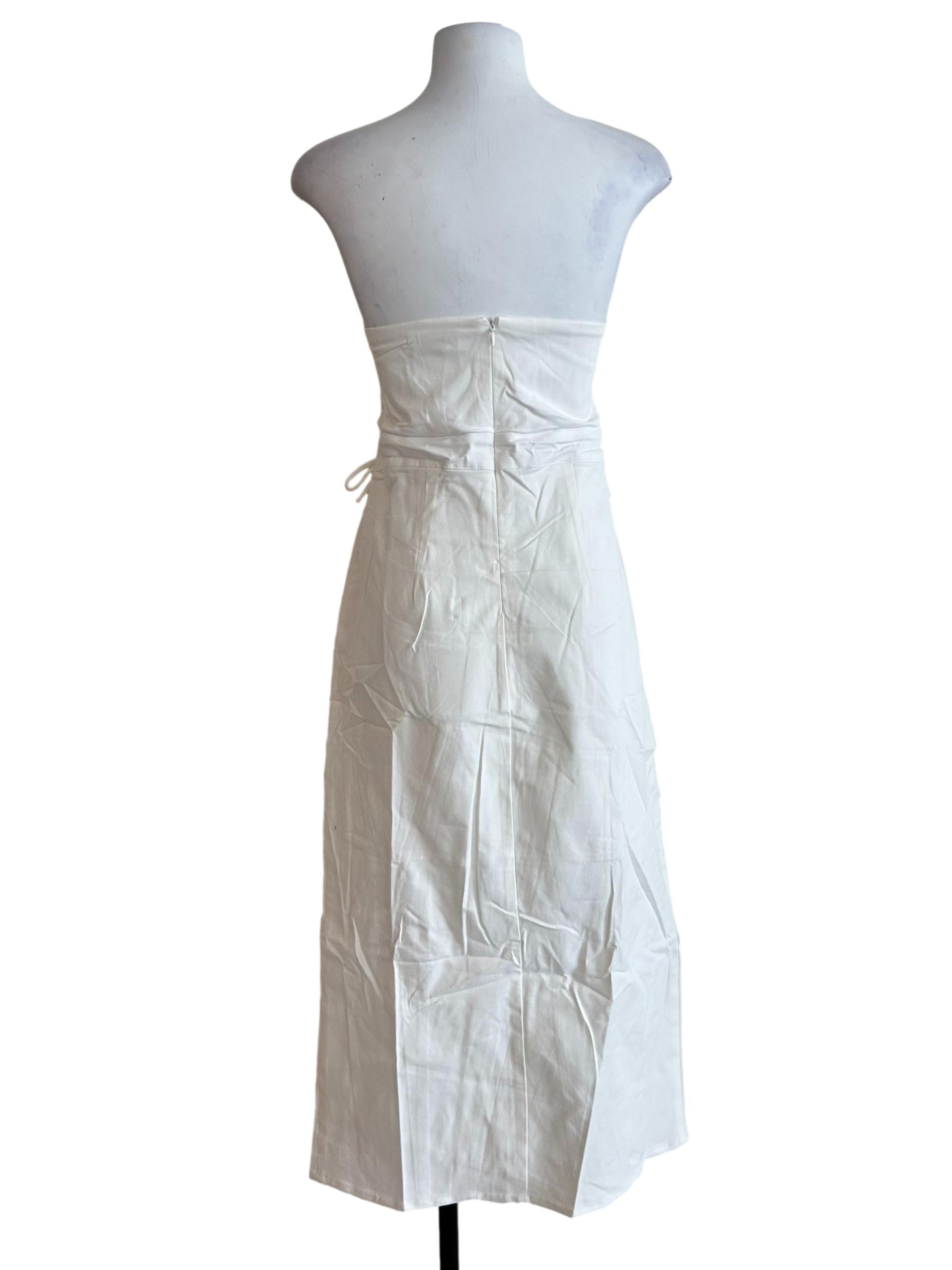 White Romare Lace Up Tube Padded Dress