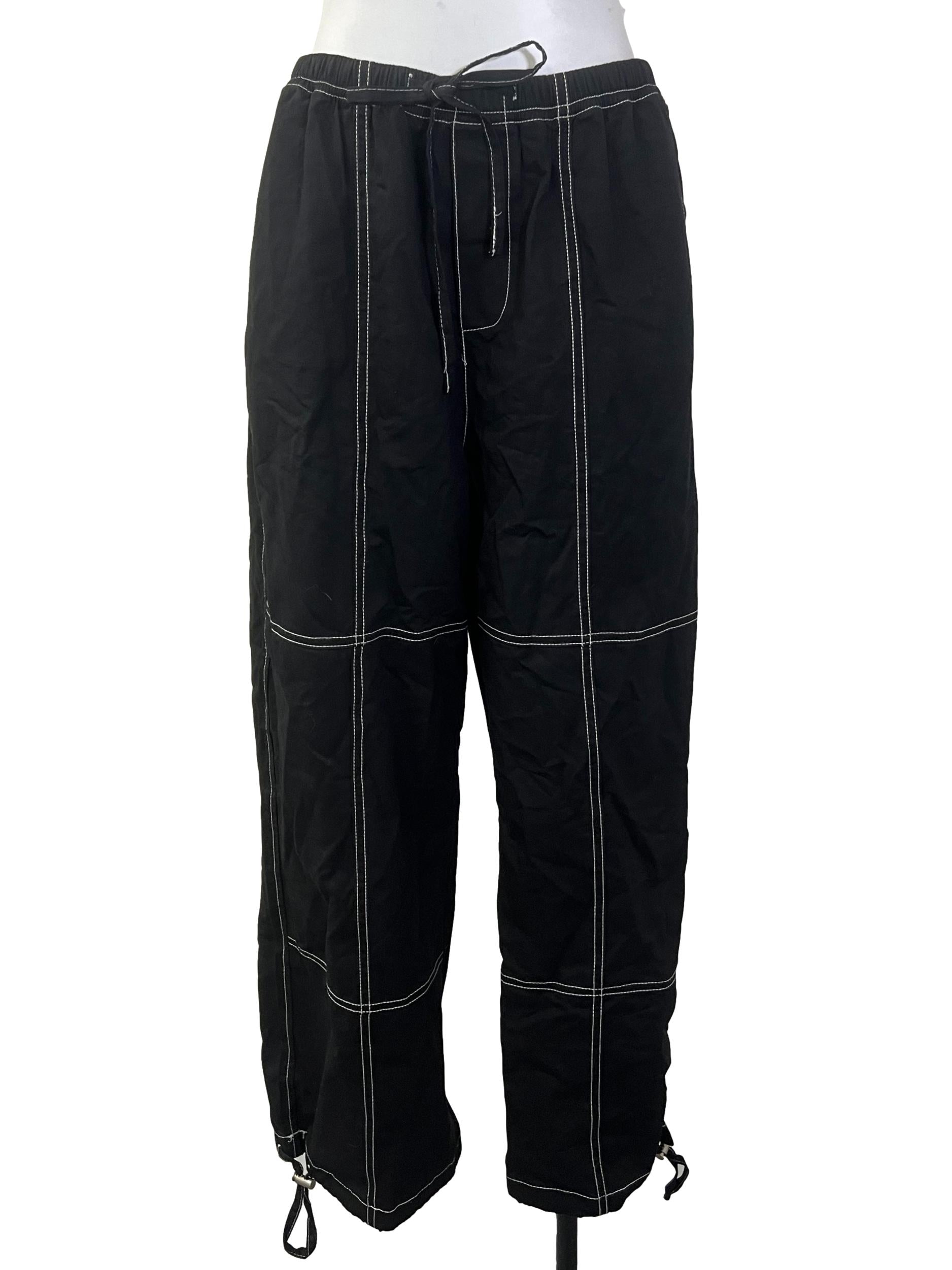 Black White Contract Stitch Pants