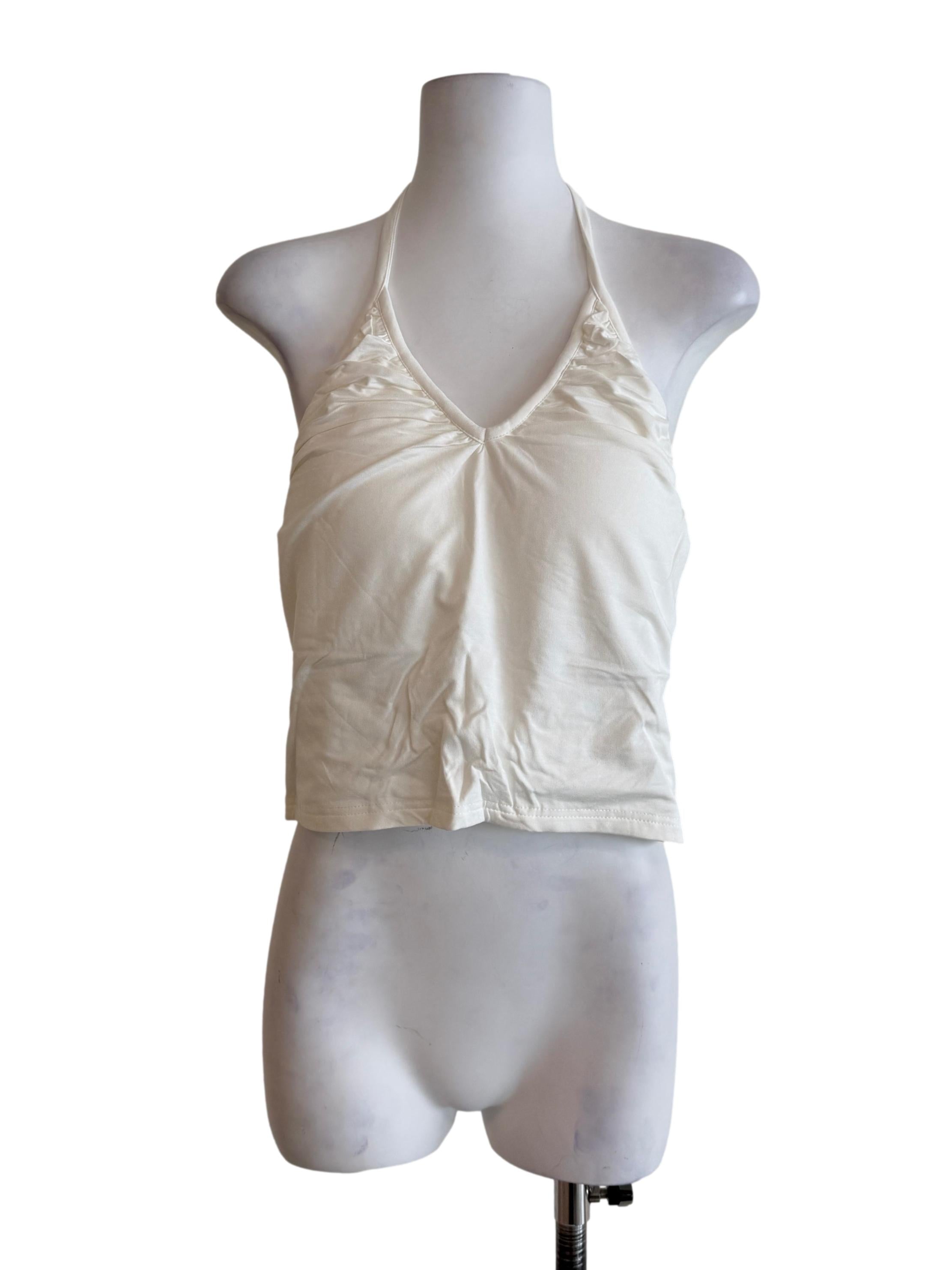 White Celestine Ruched Halter Padded Top