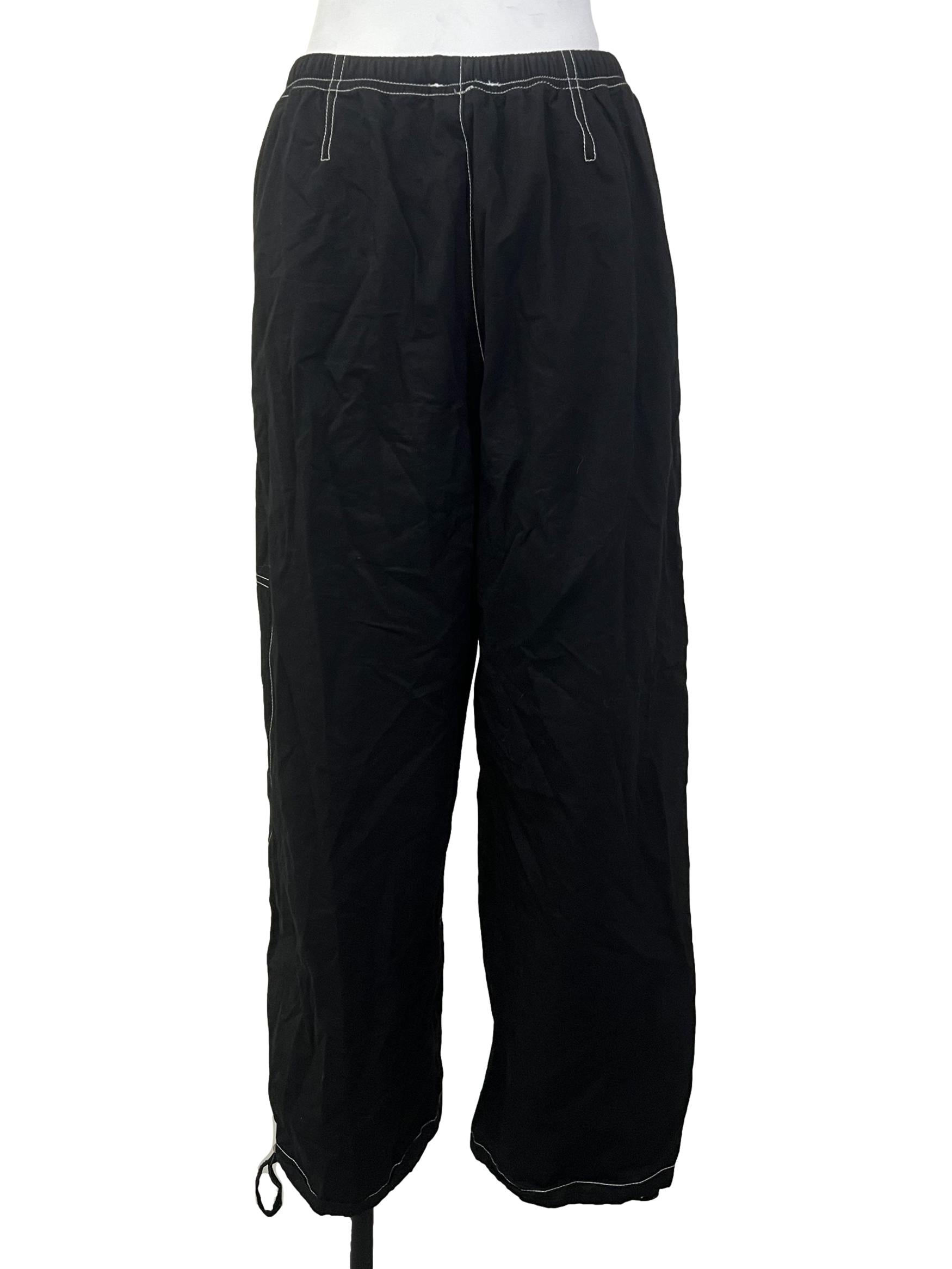 Black White Contract Stitch Pants