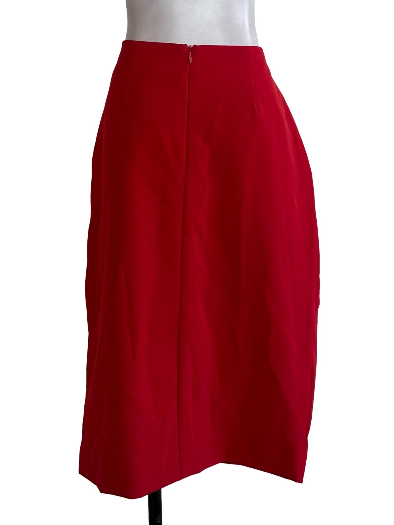 Sashay Red Plain Asymmetric Skirt
