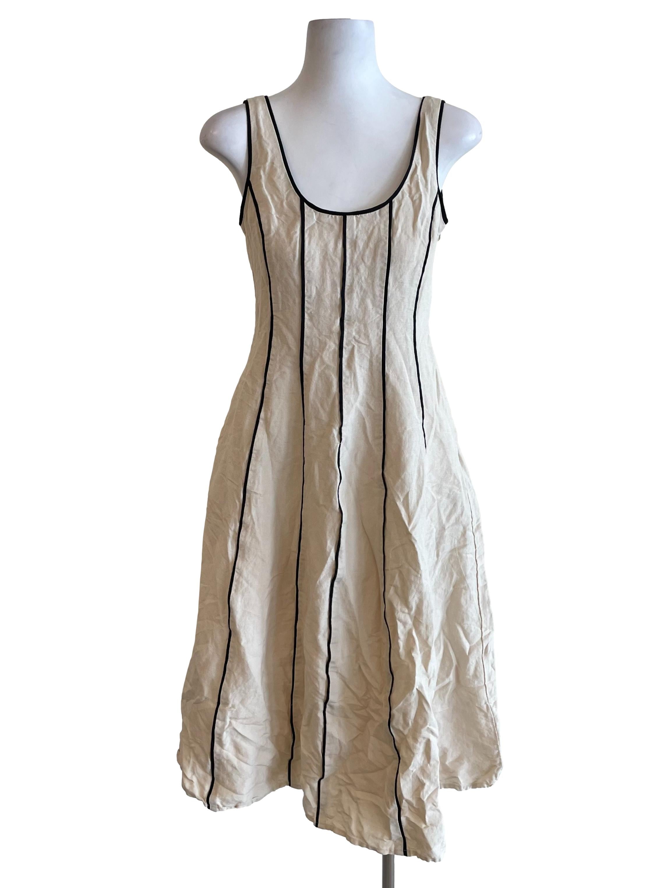 Contrast Detail Linen Midi Dress OSN