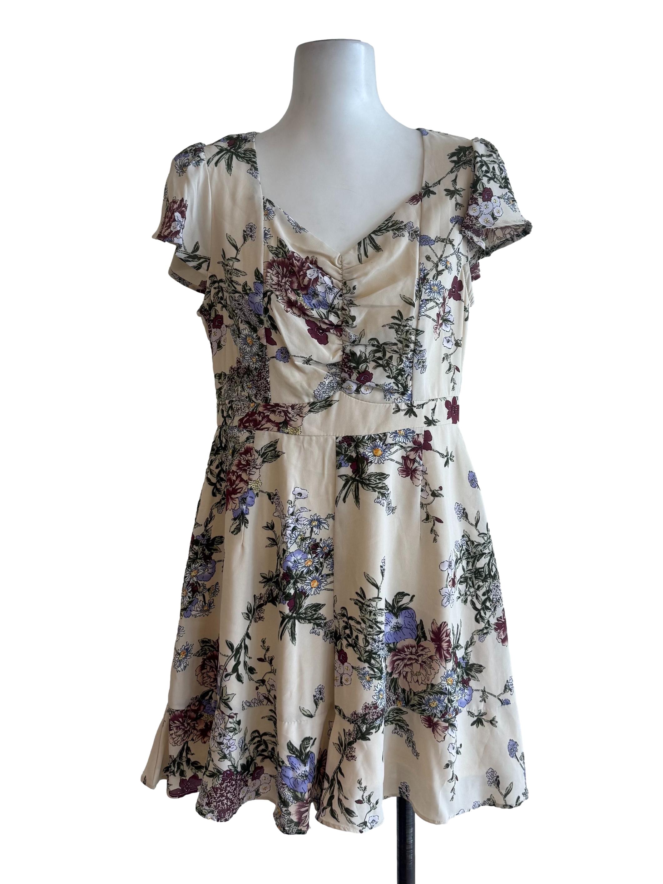 Parchment Floral Scrunch Romper