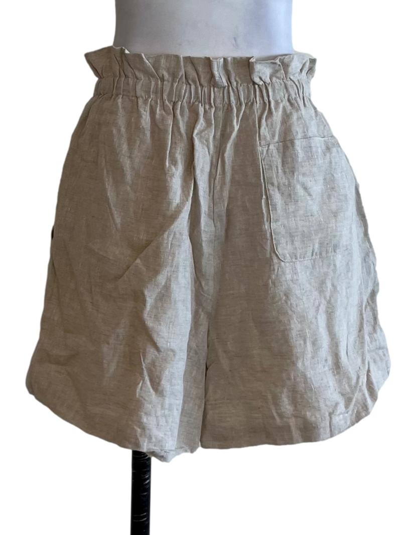 Beige High-Waisted Shorts