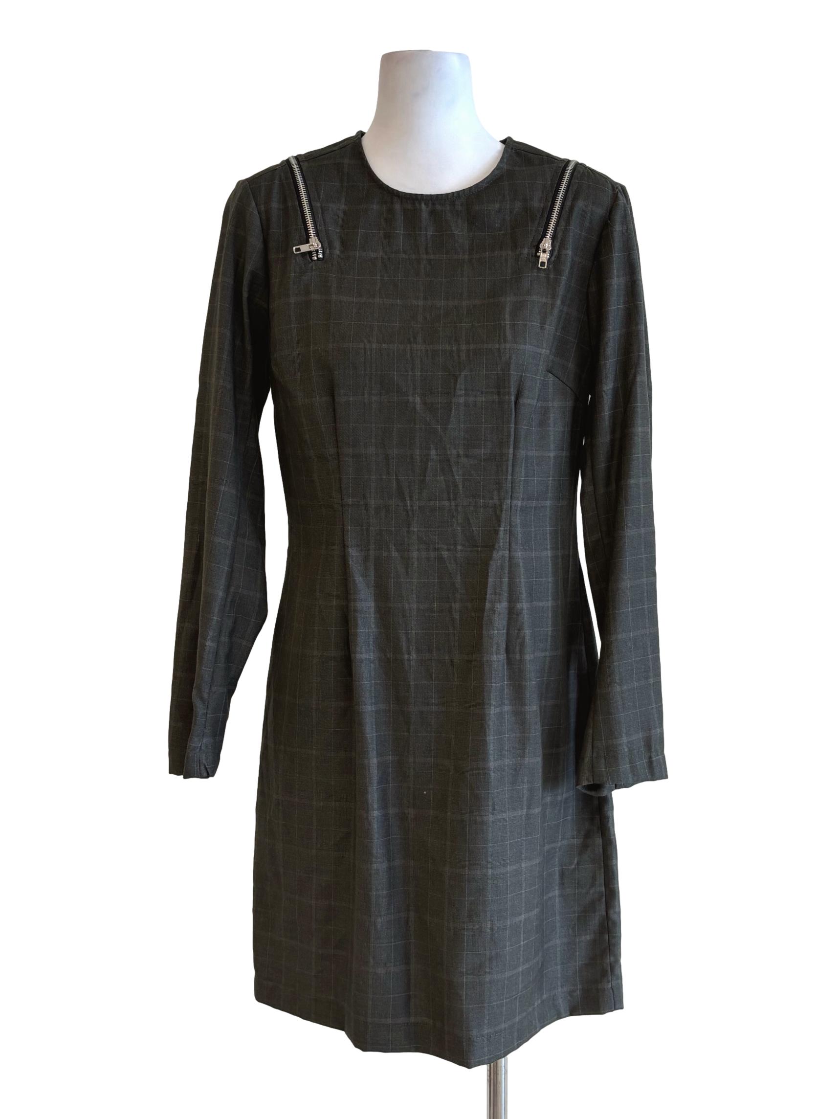 Ebony Long Sleeve Plaid Sheath Dress