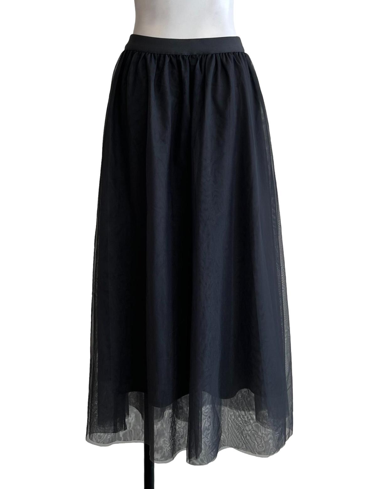 Dark Grey Mesh Midi Skirt
