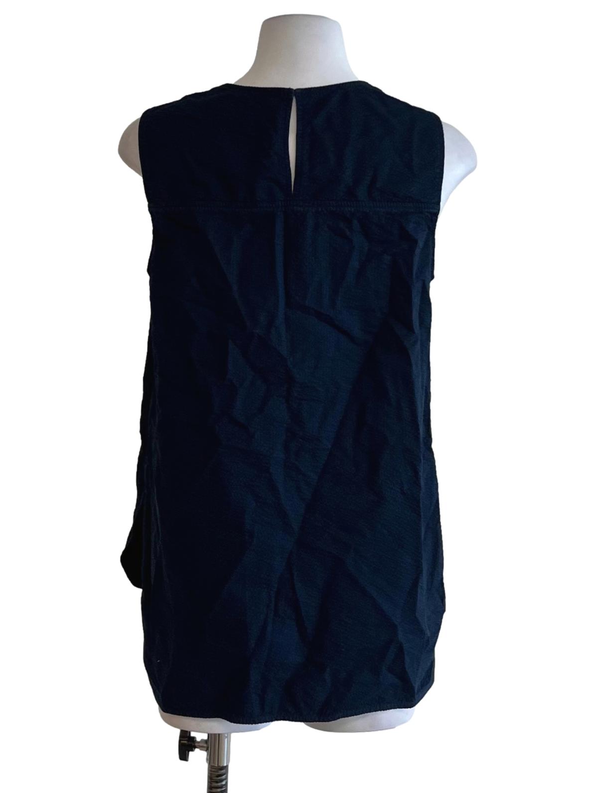 Navy Blue Jewel Neckline Sleeveless Top