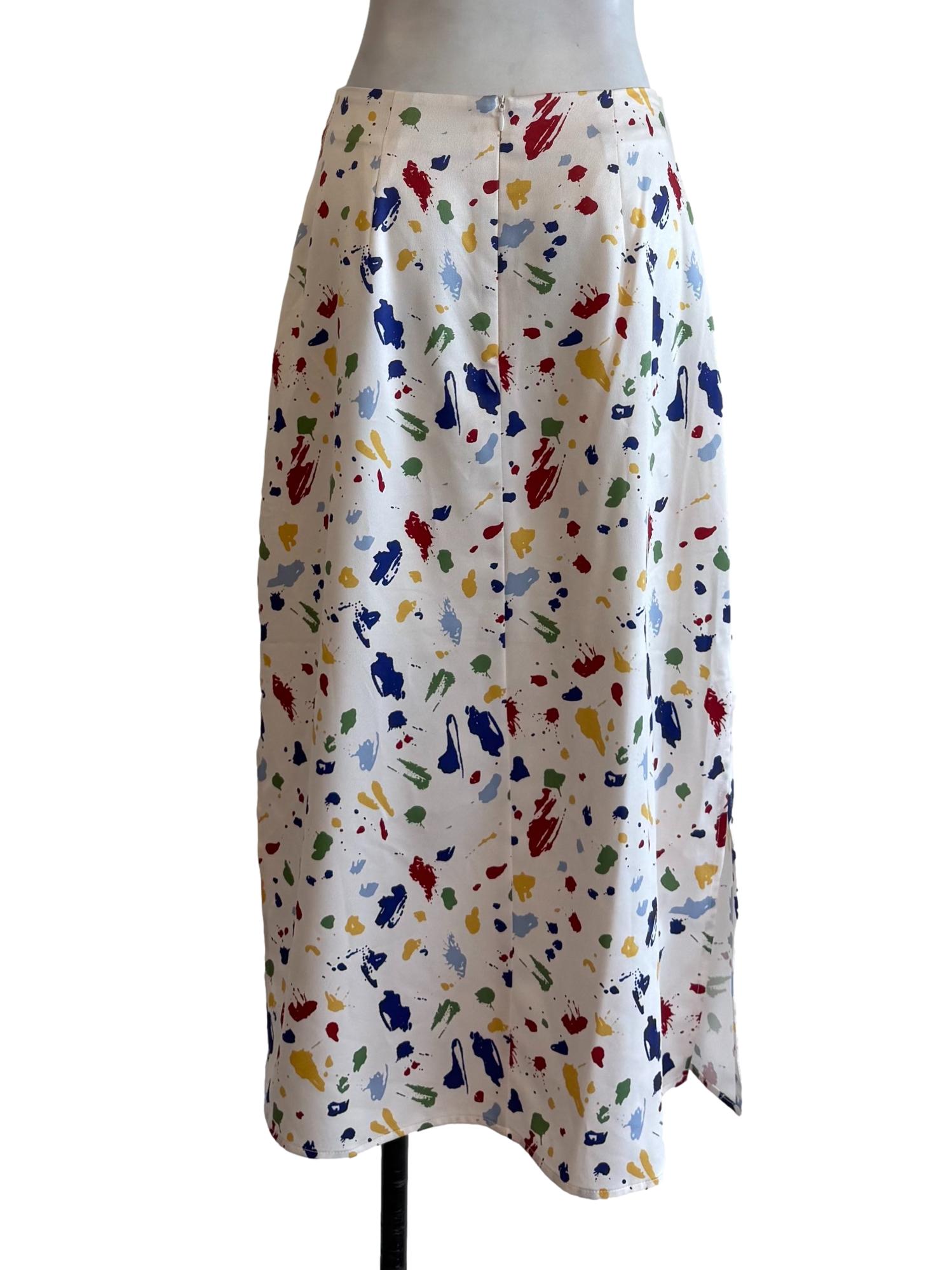 Cream Painting A-Line Skirt