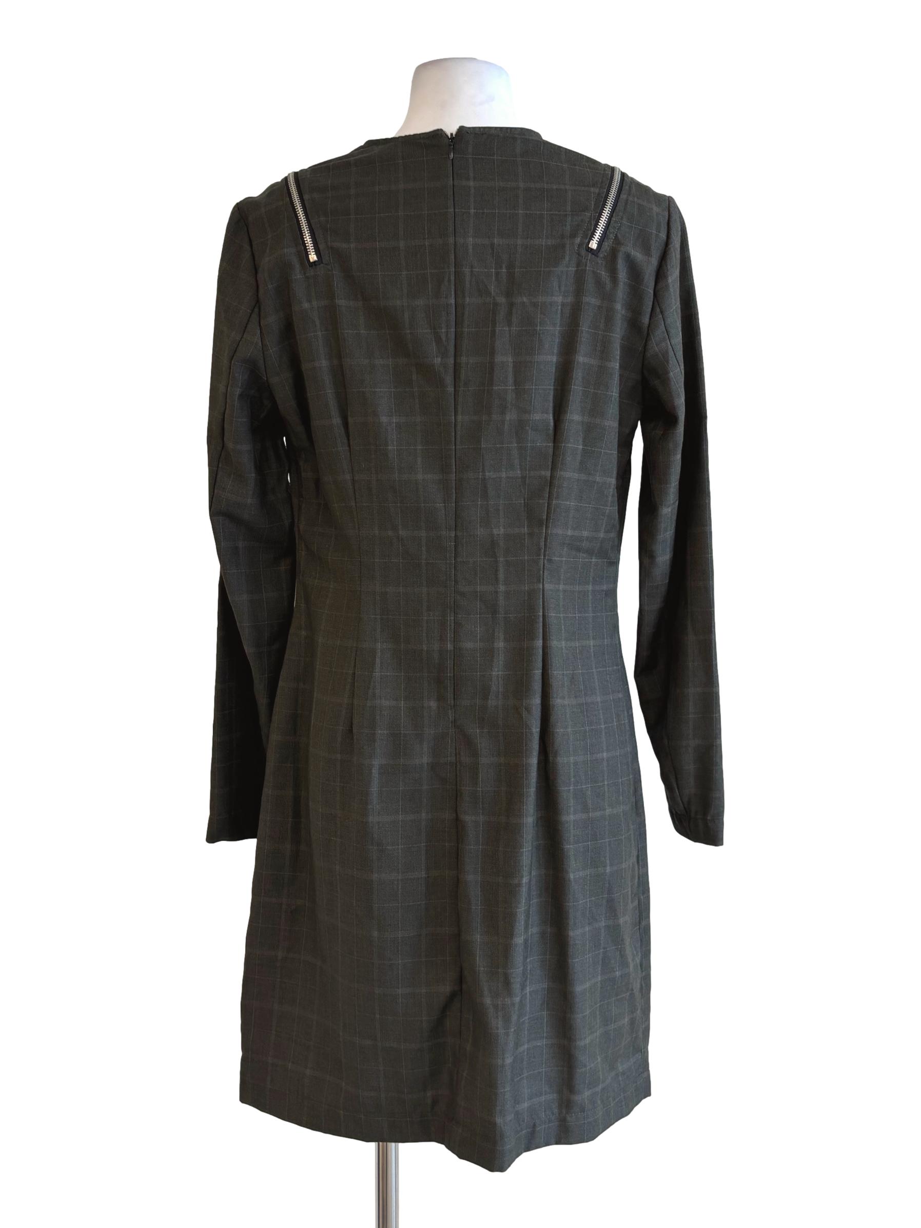 Ebony Long Sleeve Plaid Sheath Dress