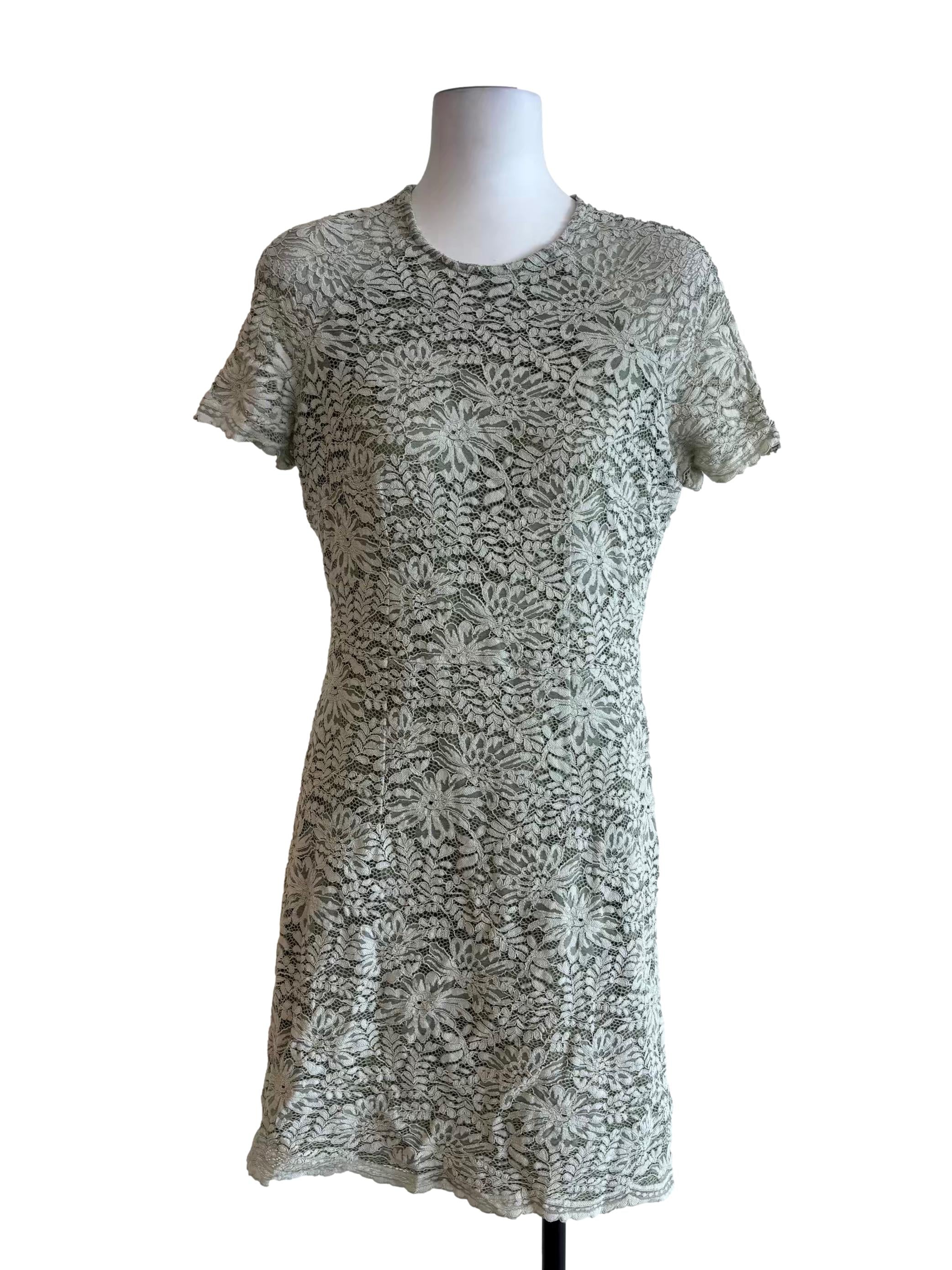 Sage Green Lace Mini Dress