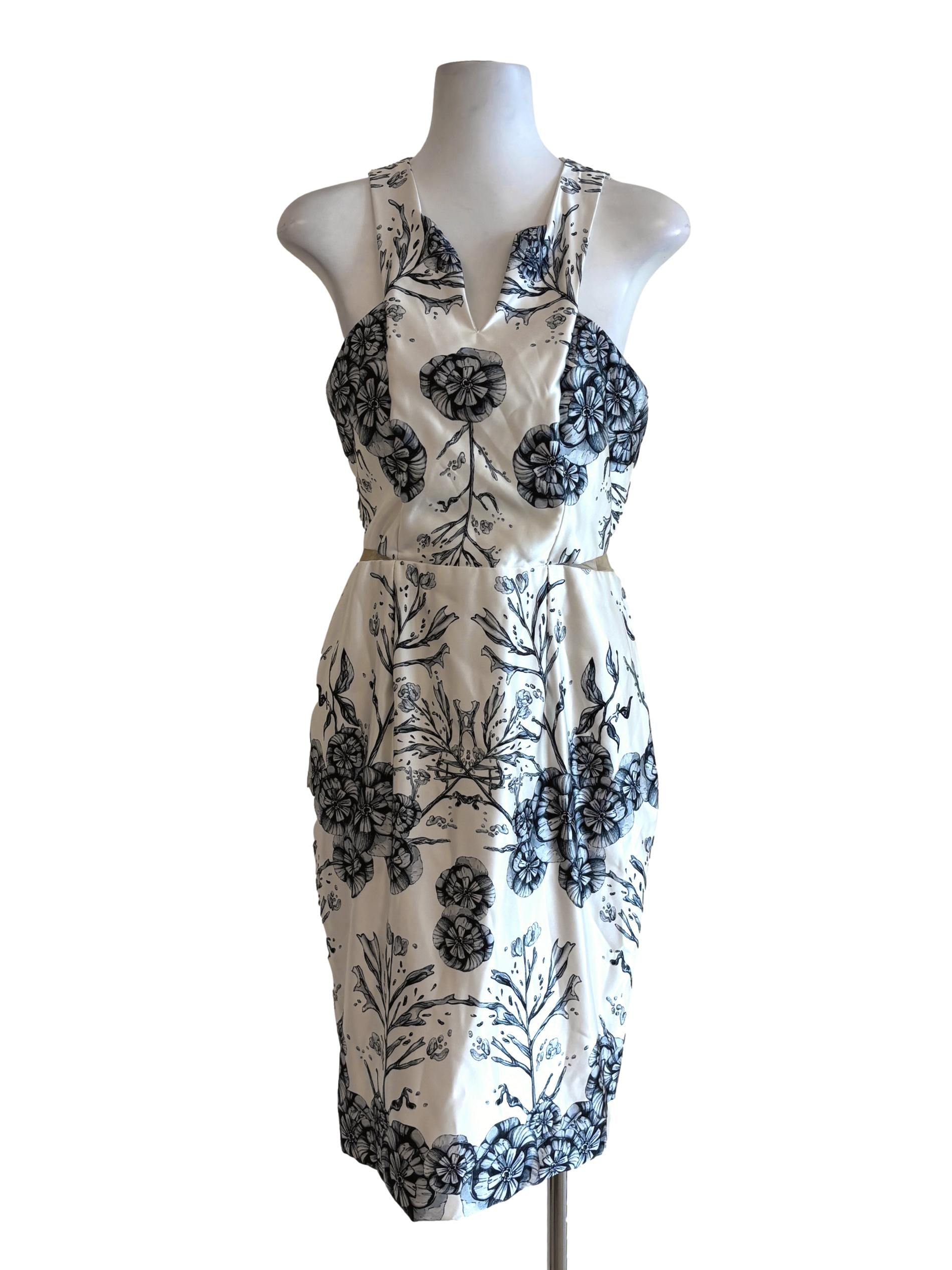 Pearl White Floral Pencil Dress