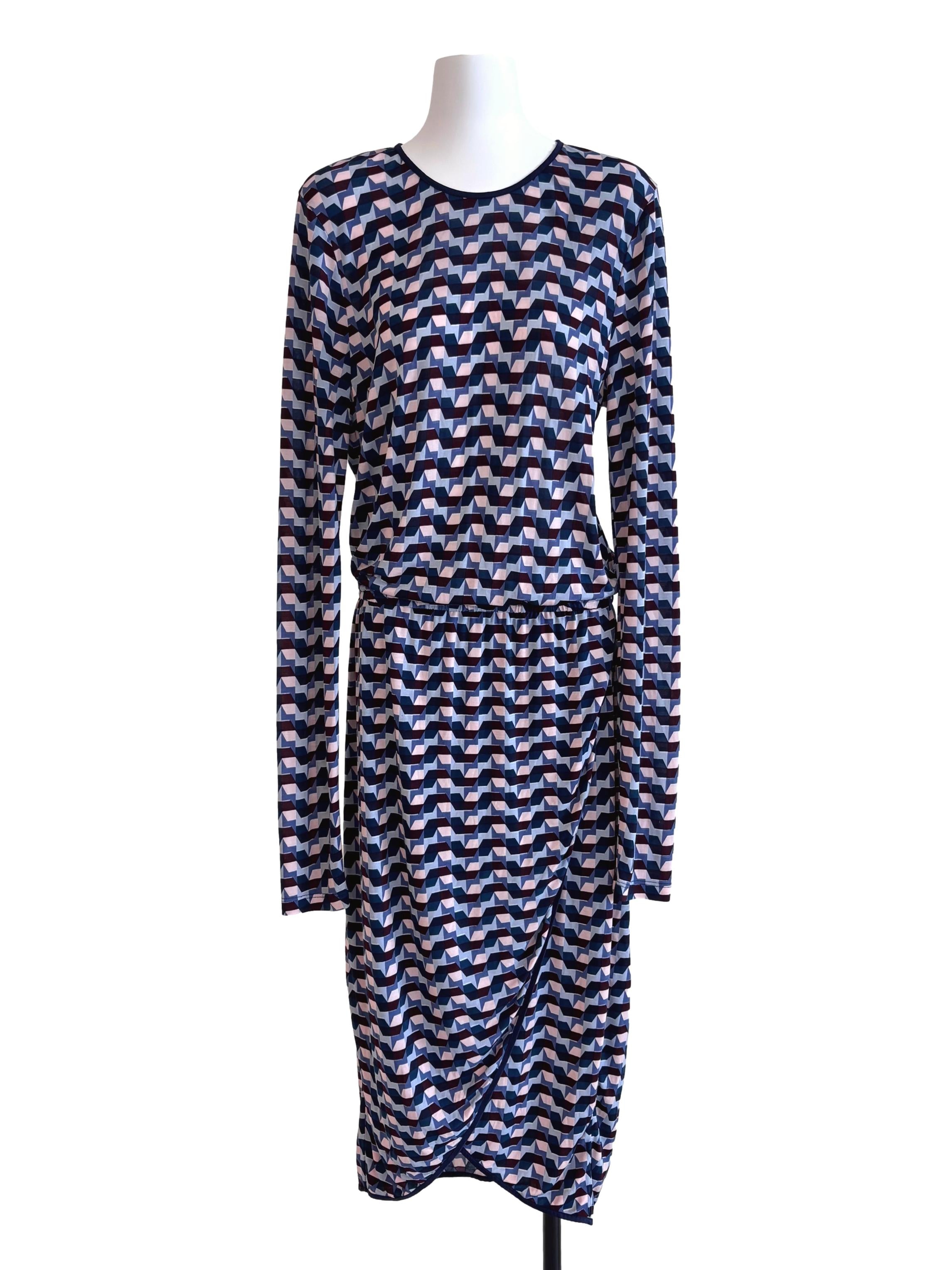 Purple Abstract Long Sleeve Bound Angelina Dress Csn