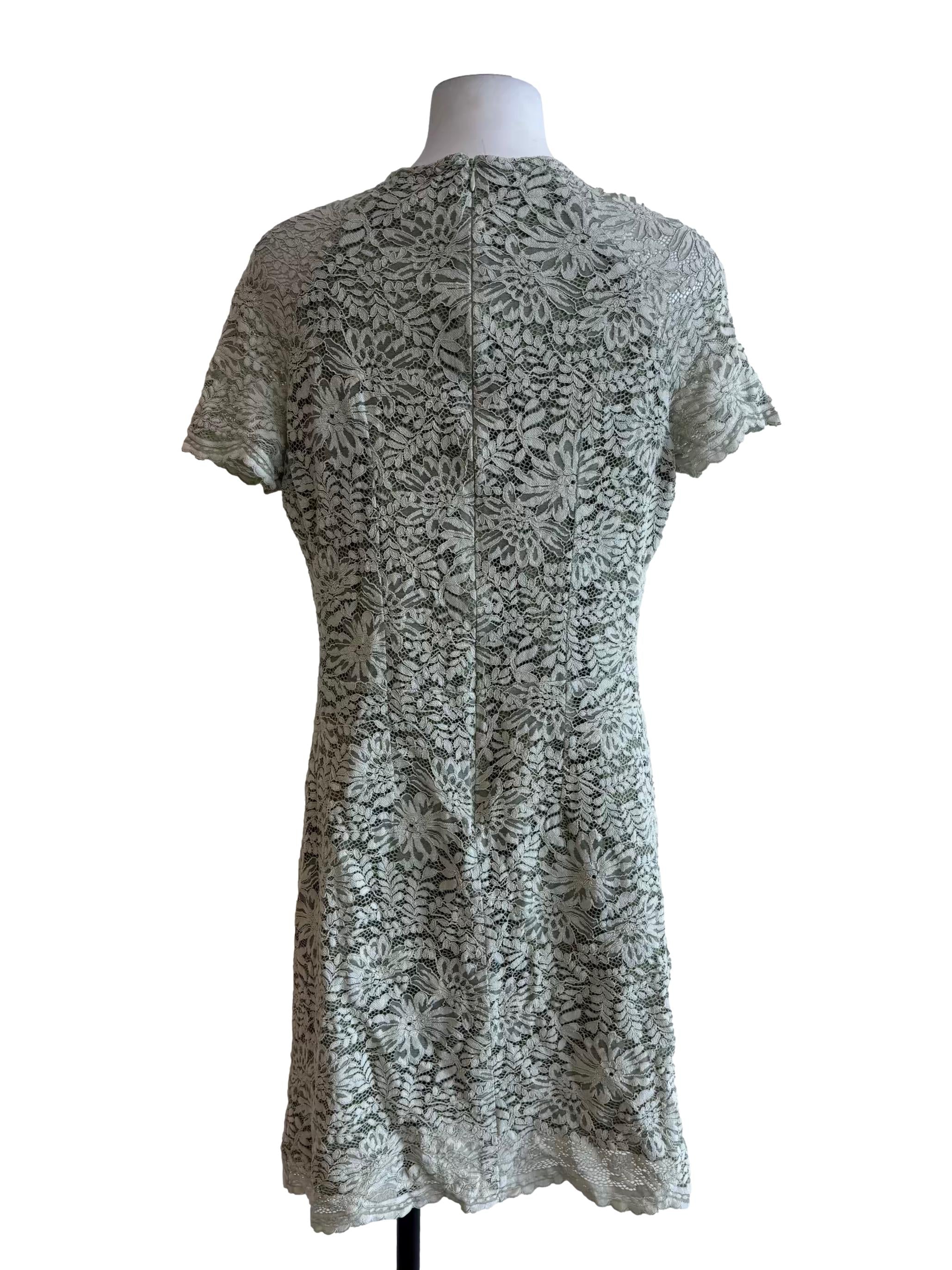 Sage Green Lace Mini Dress
