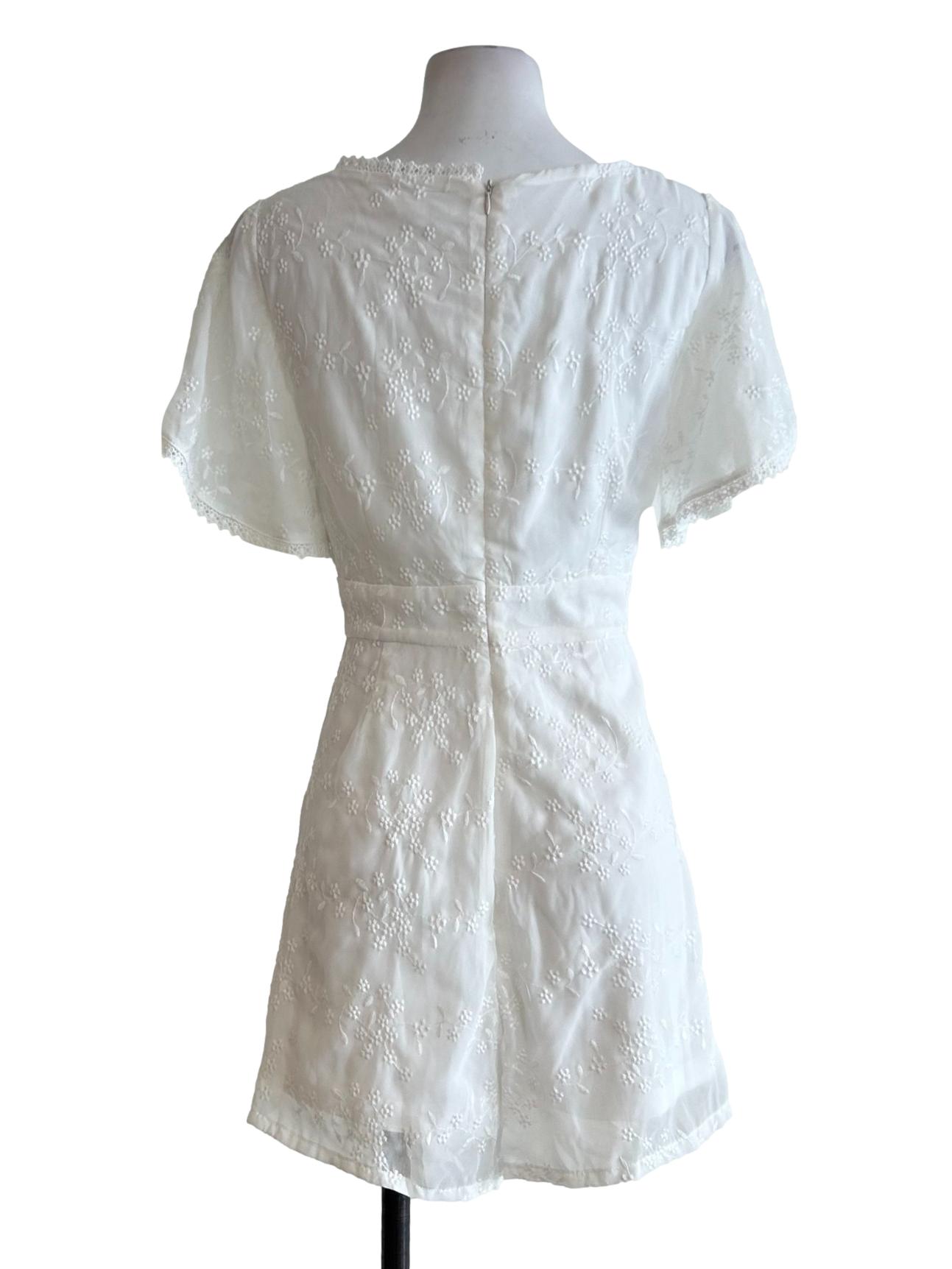White Floral Embroidered Romper