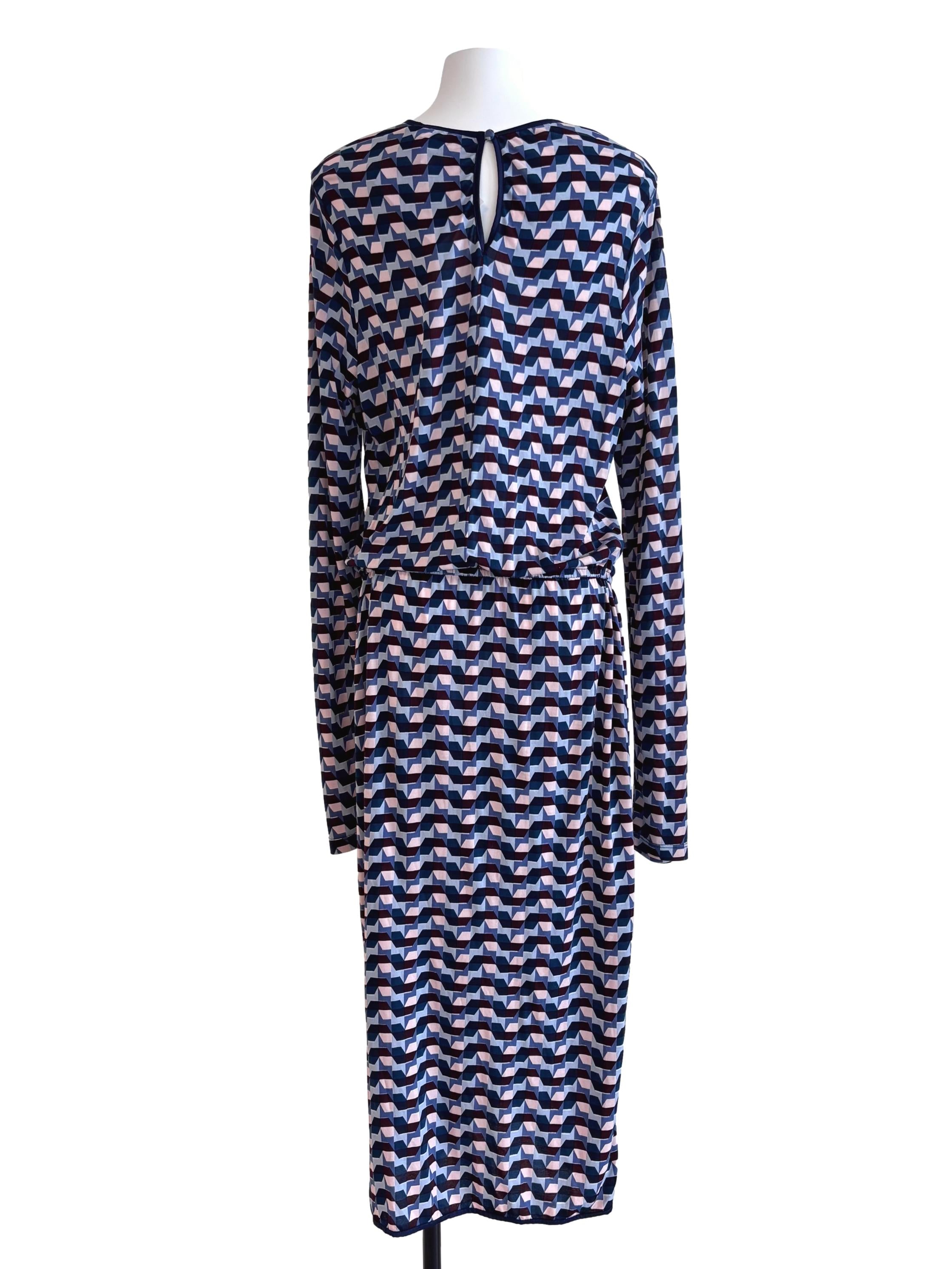 Purple Abstract Long Sleeve Bound Angelina Dress Csn