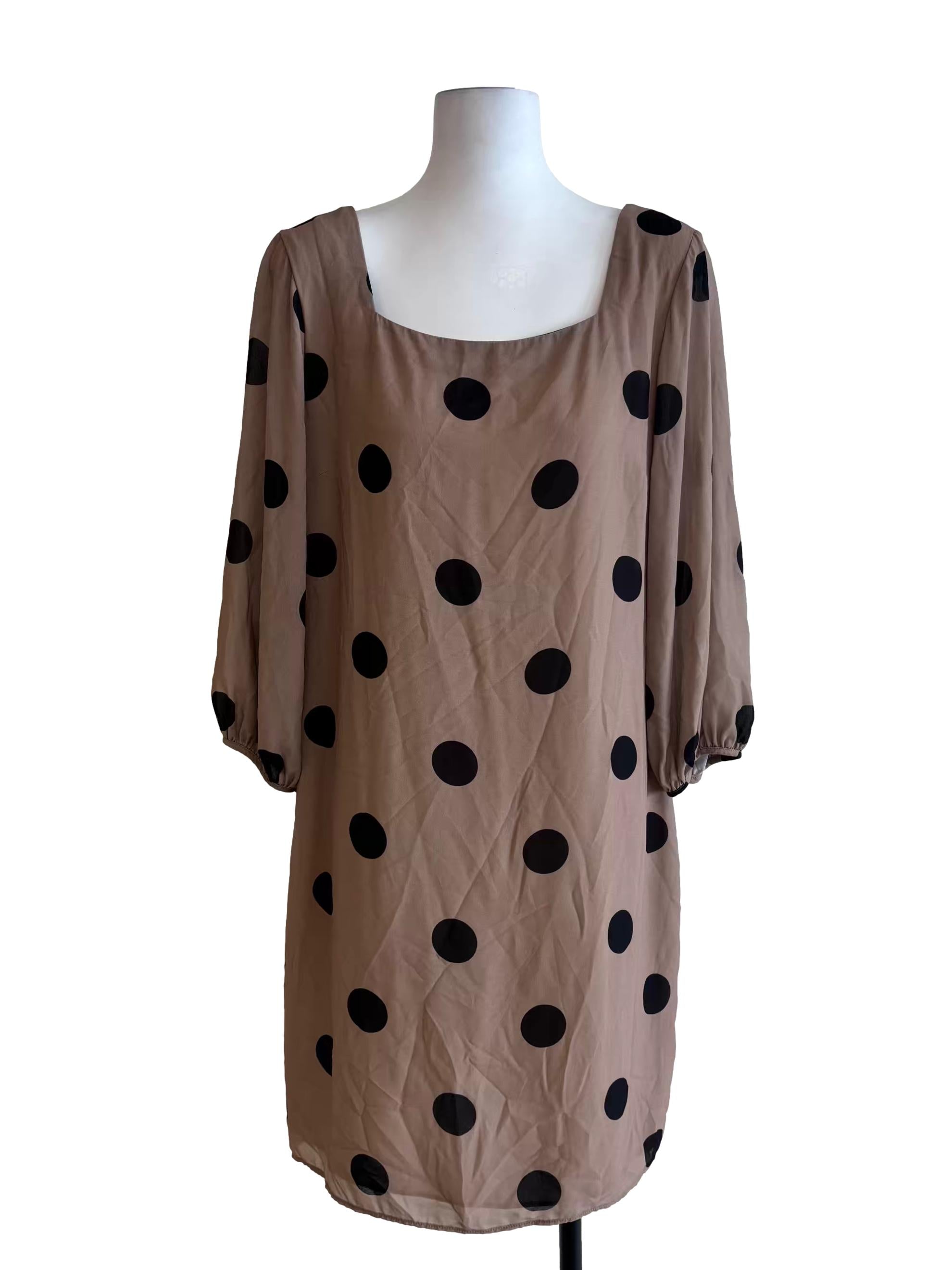 Tortilla Brown Polka Dot Shift Dress