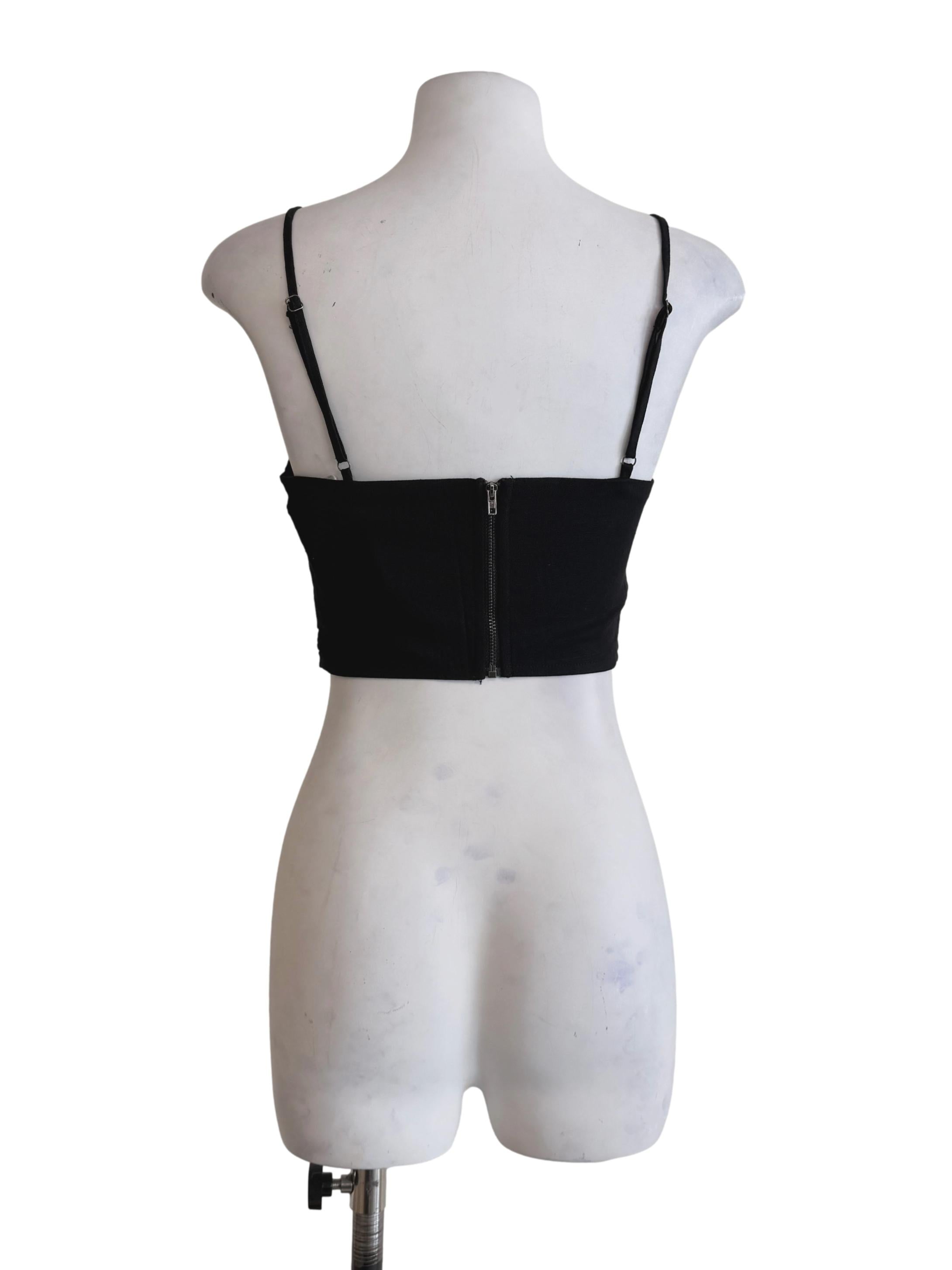 Black Polina Ruched Linen Crop Top