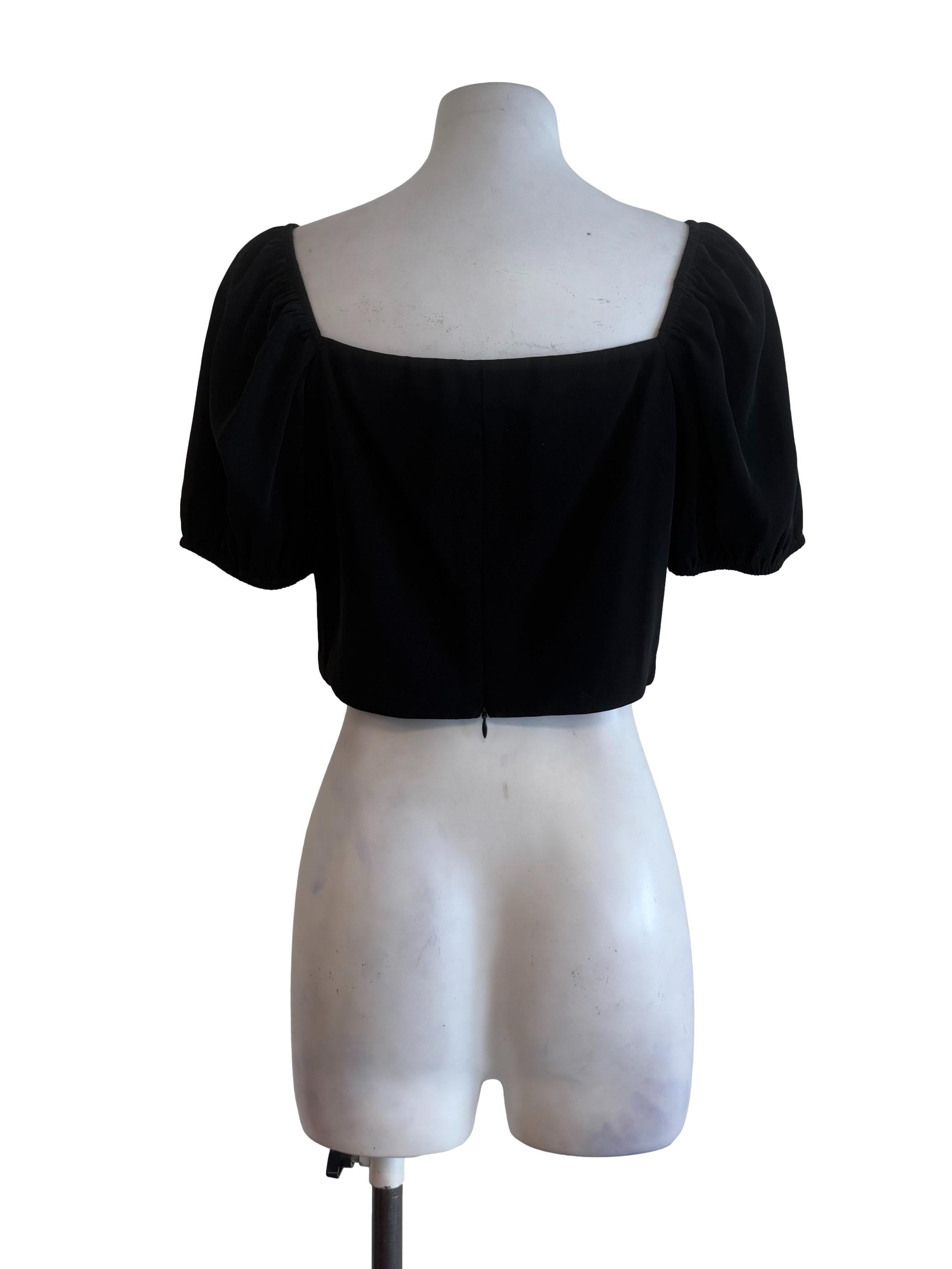 Black Puff Sleeves Crop Top