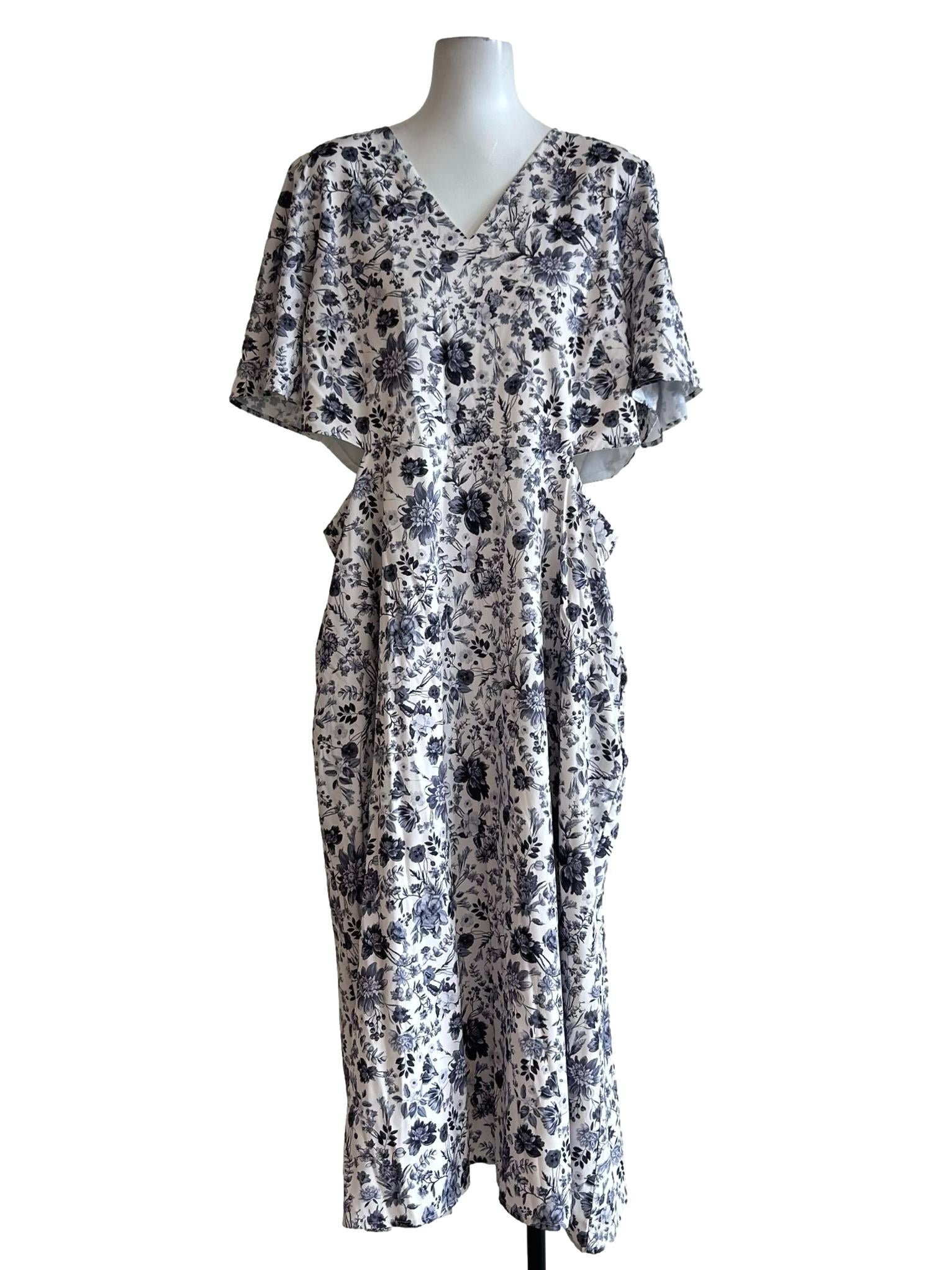 Grey Floral Printed Dress