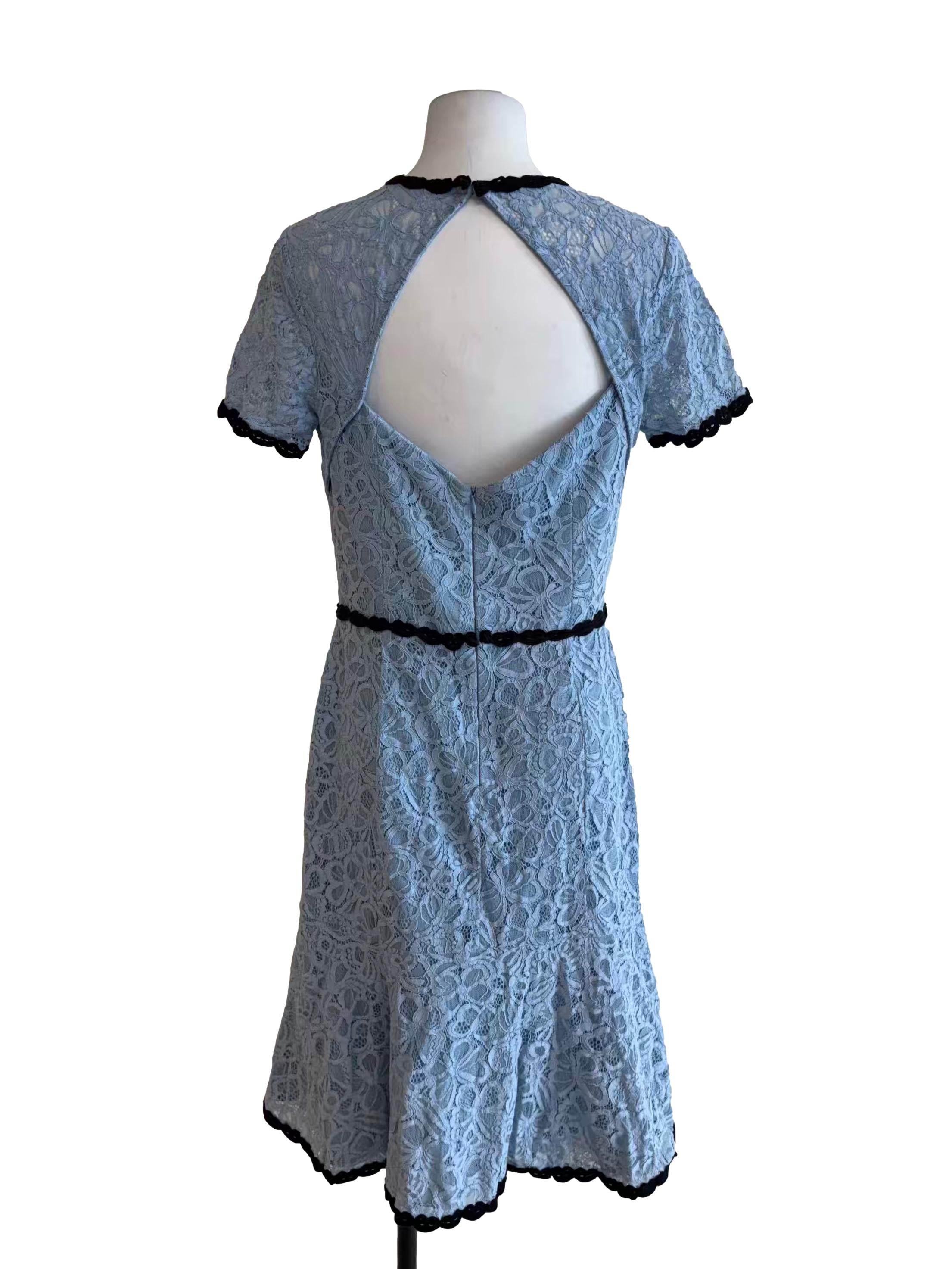 Ice Blue Black Hem Lace Dress