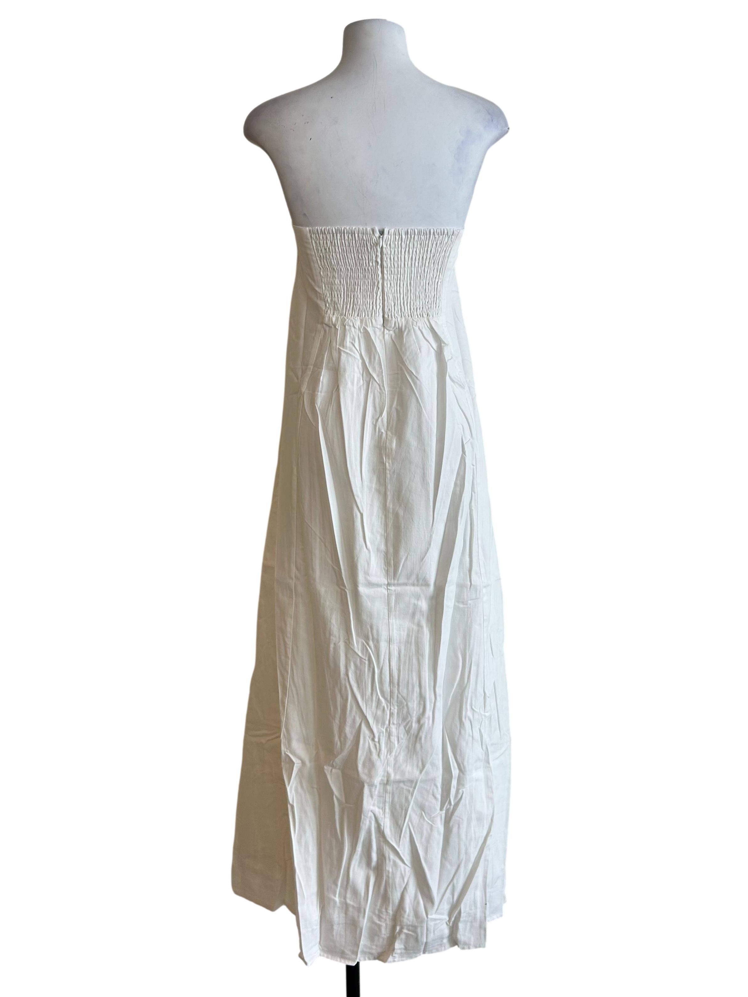 White Brenda Linen Tube Padded Maxi Dress
