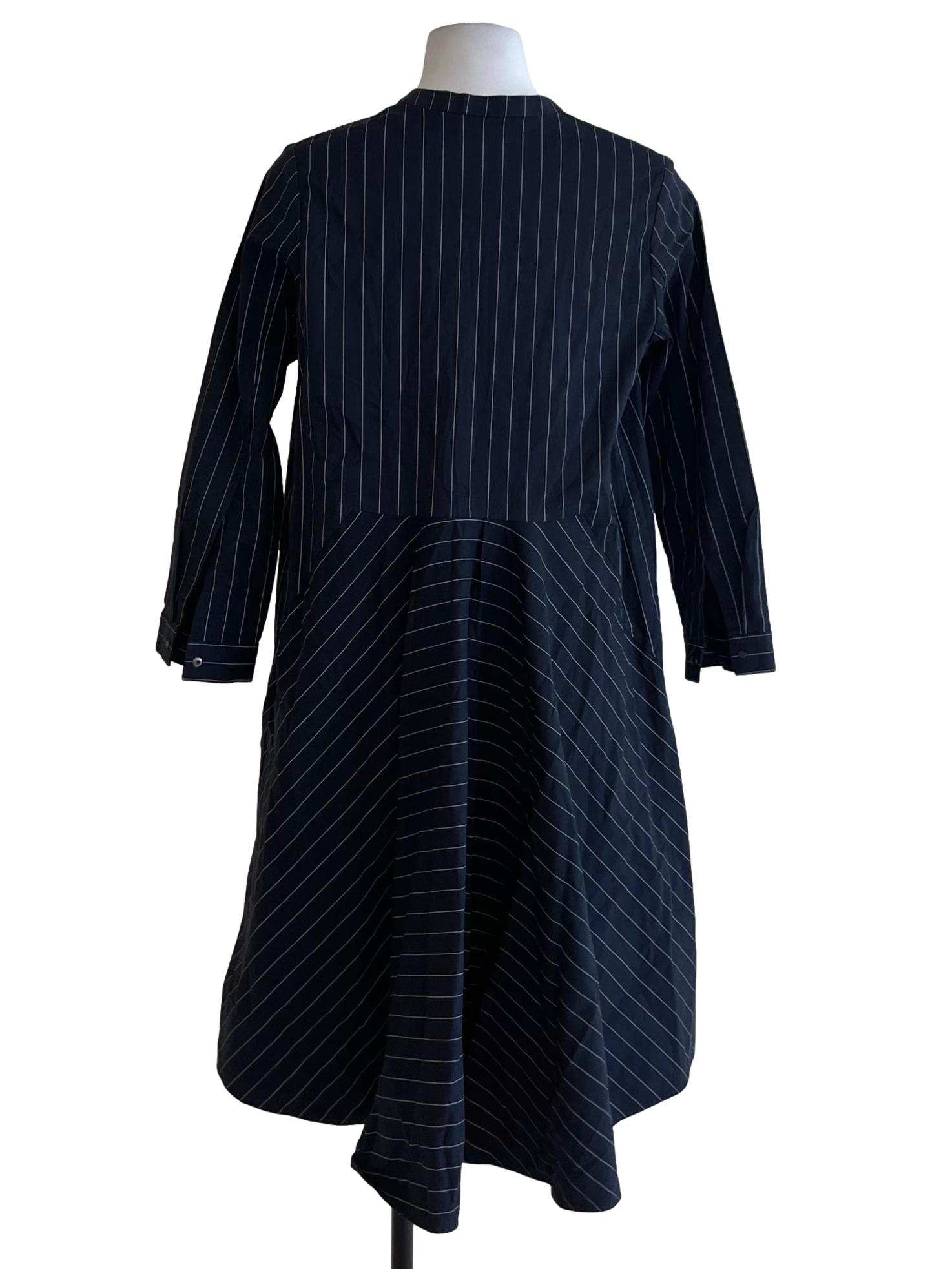 Black Chalk Stripe Shirt Dress