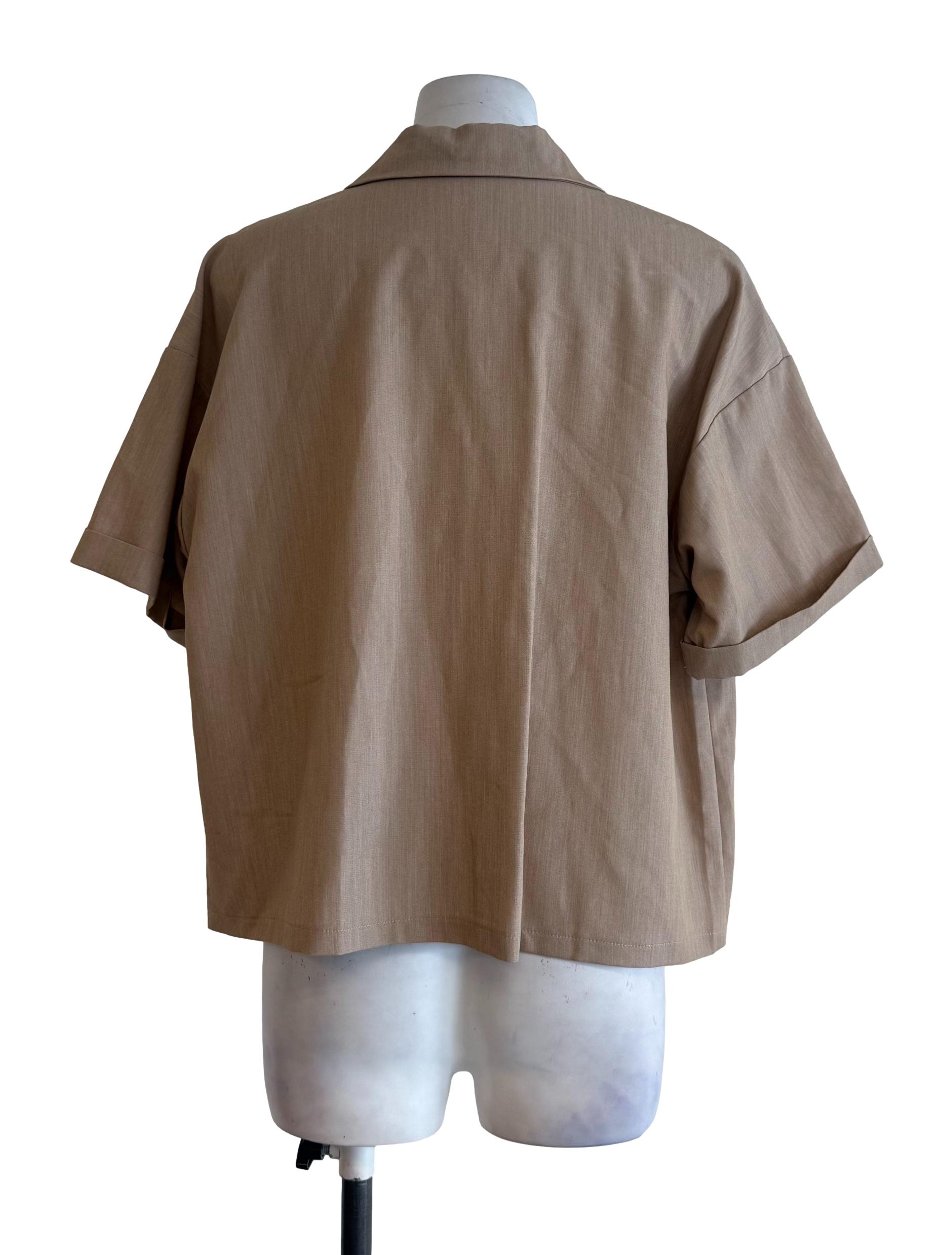 Khaki Bust Pocket Boxy Shirt