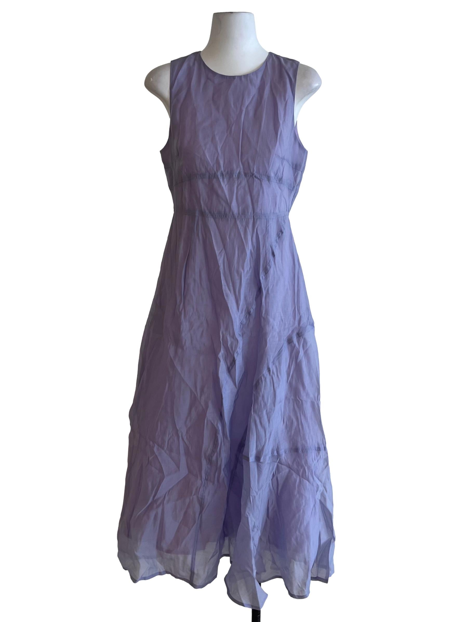 Lilac Purple Jewel Neckline A-Line Dress