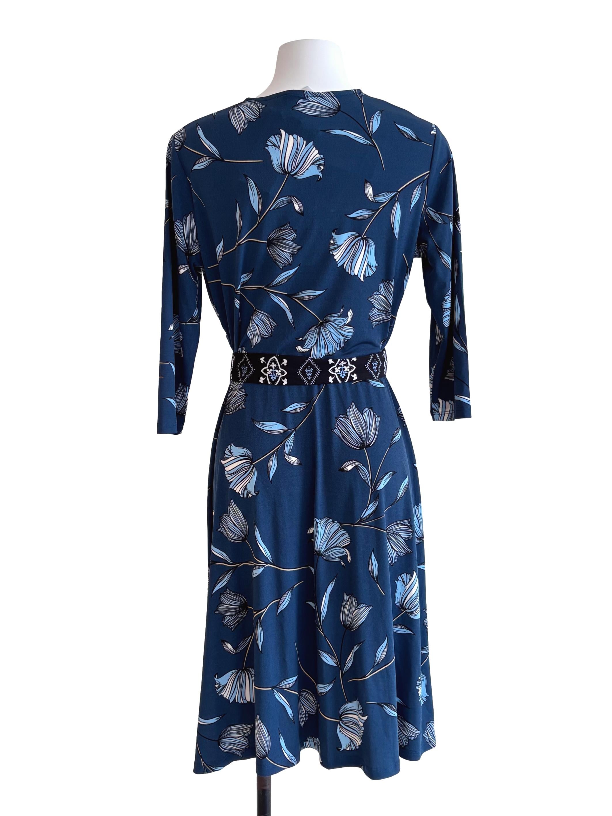 Blue Geo Border Perfect Wrap Dress Csn