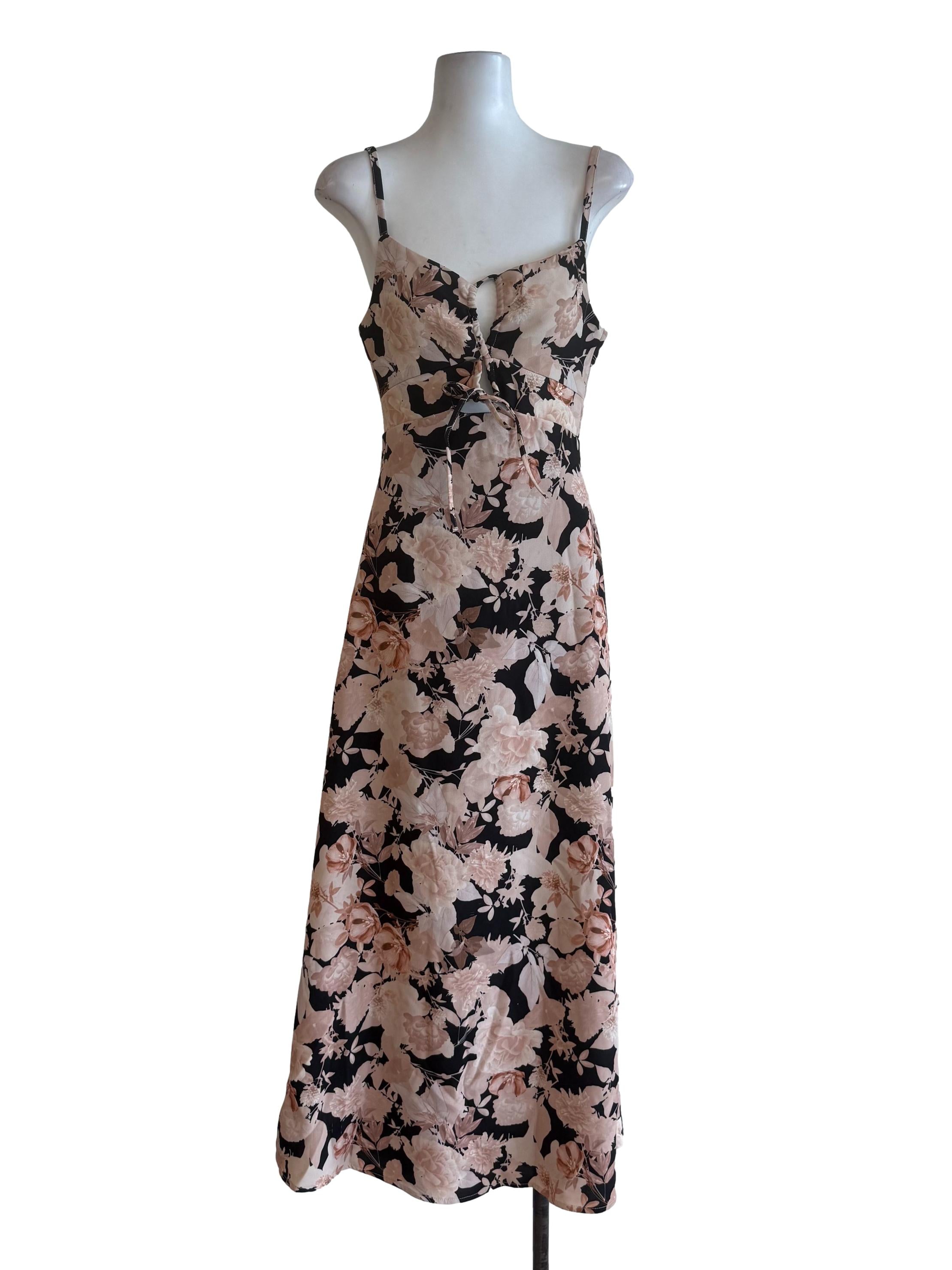 Cantaloupe Floral Hollow Chest Dress