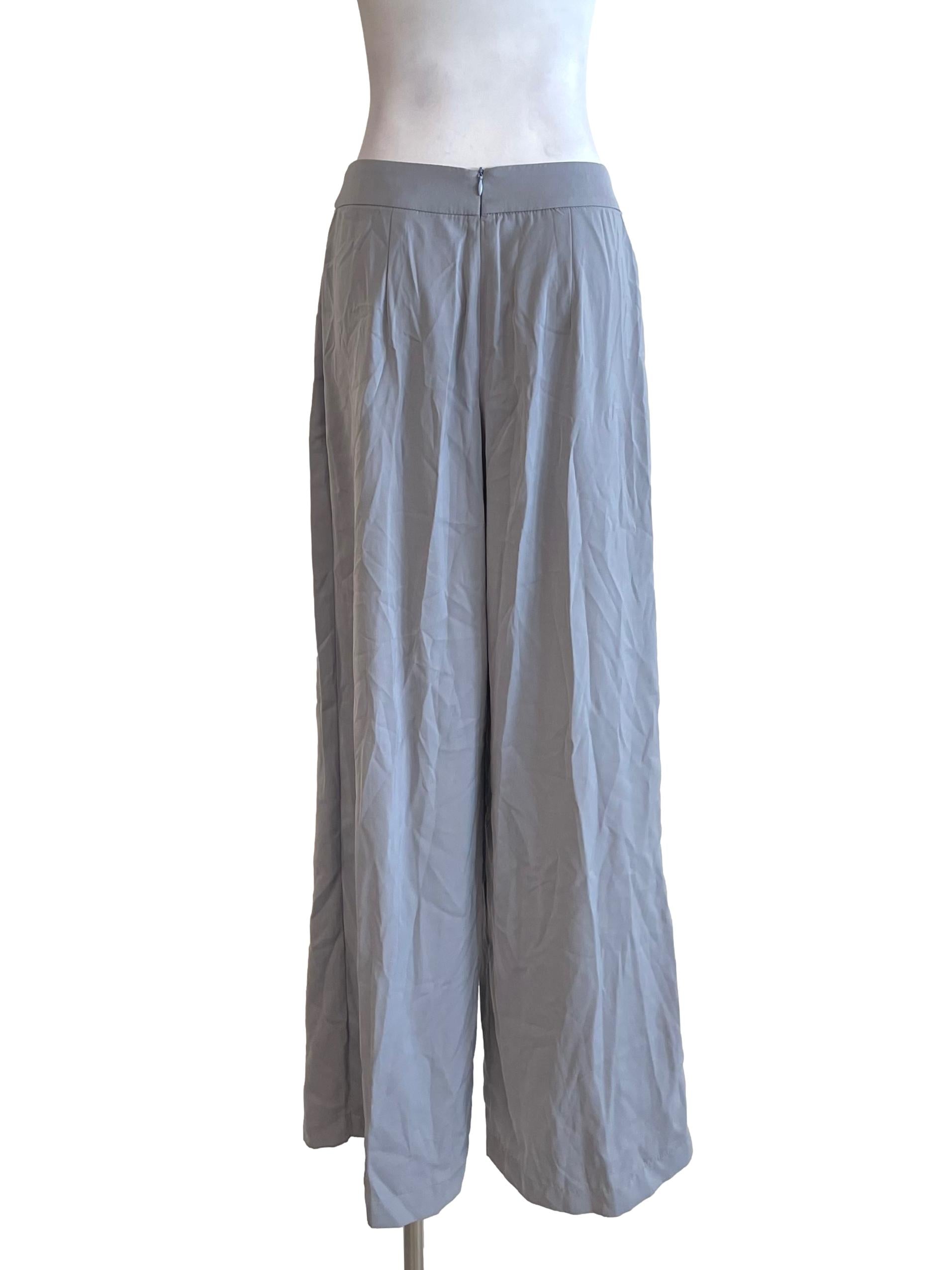Silver Wide Leg Flowy Pants