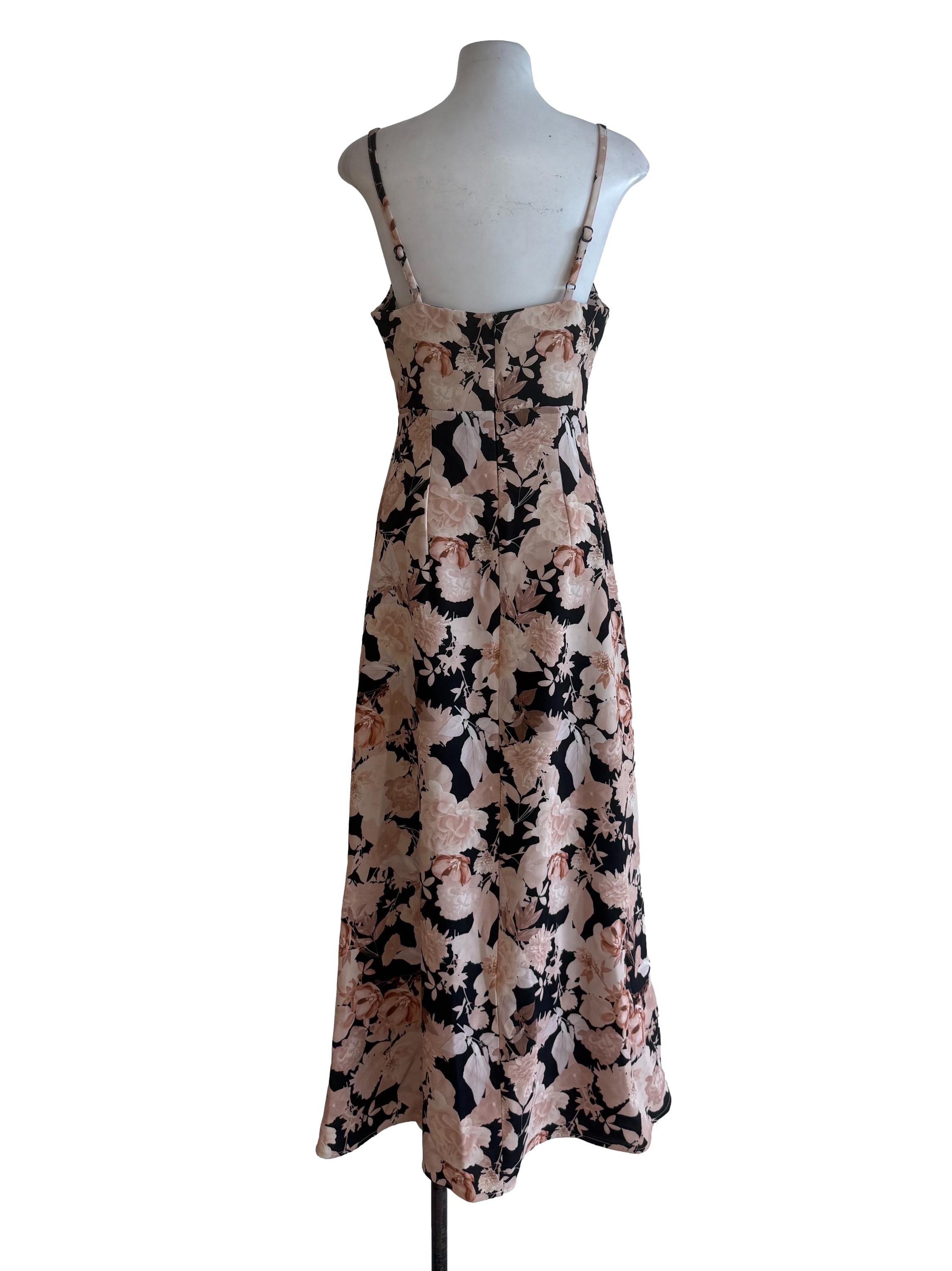 Cantaloupe Floral Hollow Chest Dress