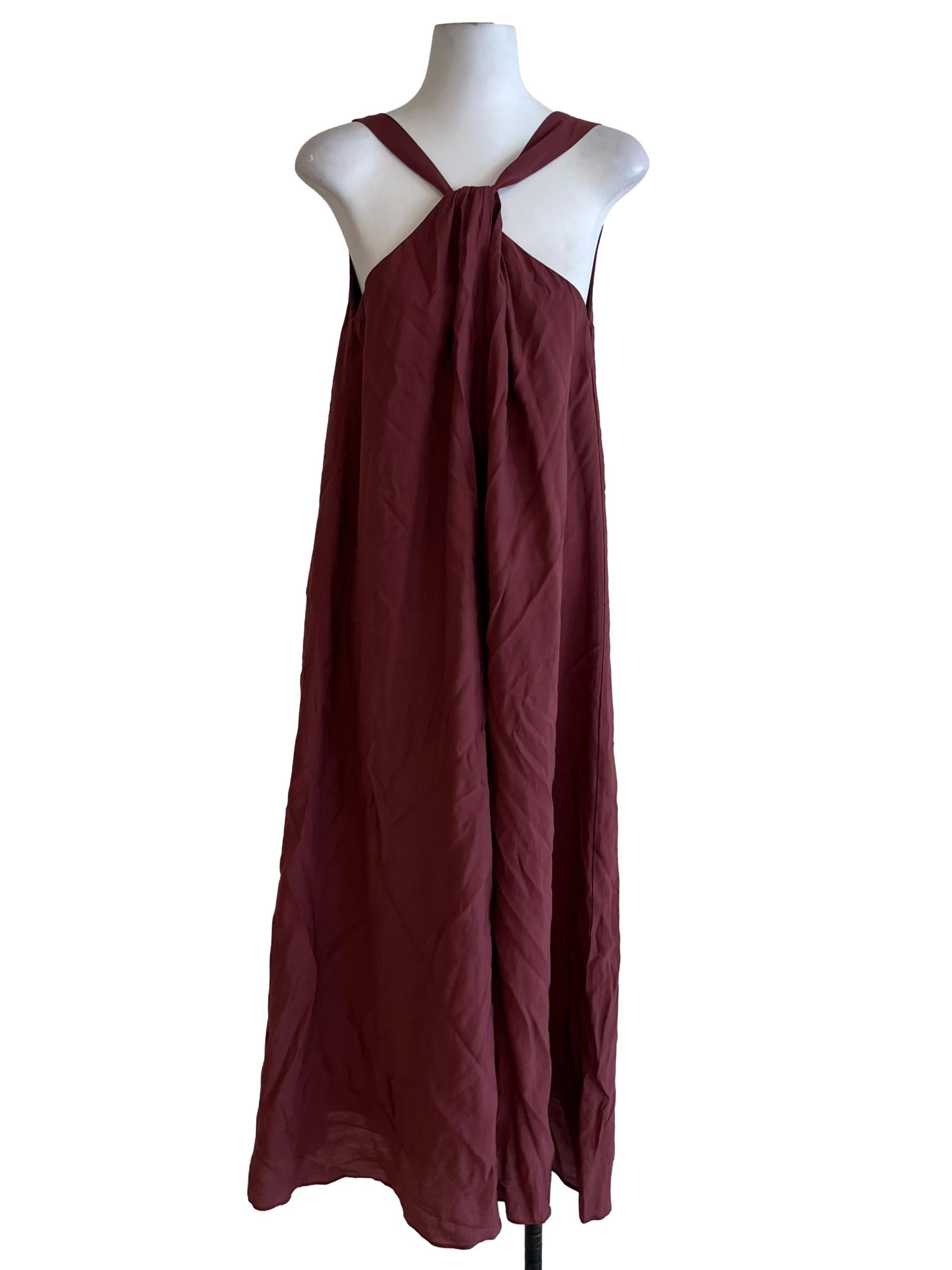 Maroon Two-Way Twist Knot Maxi Dress OSN