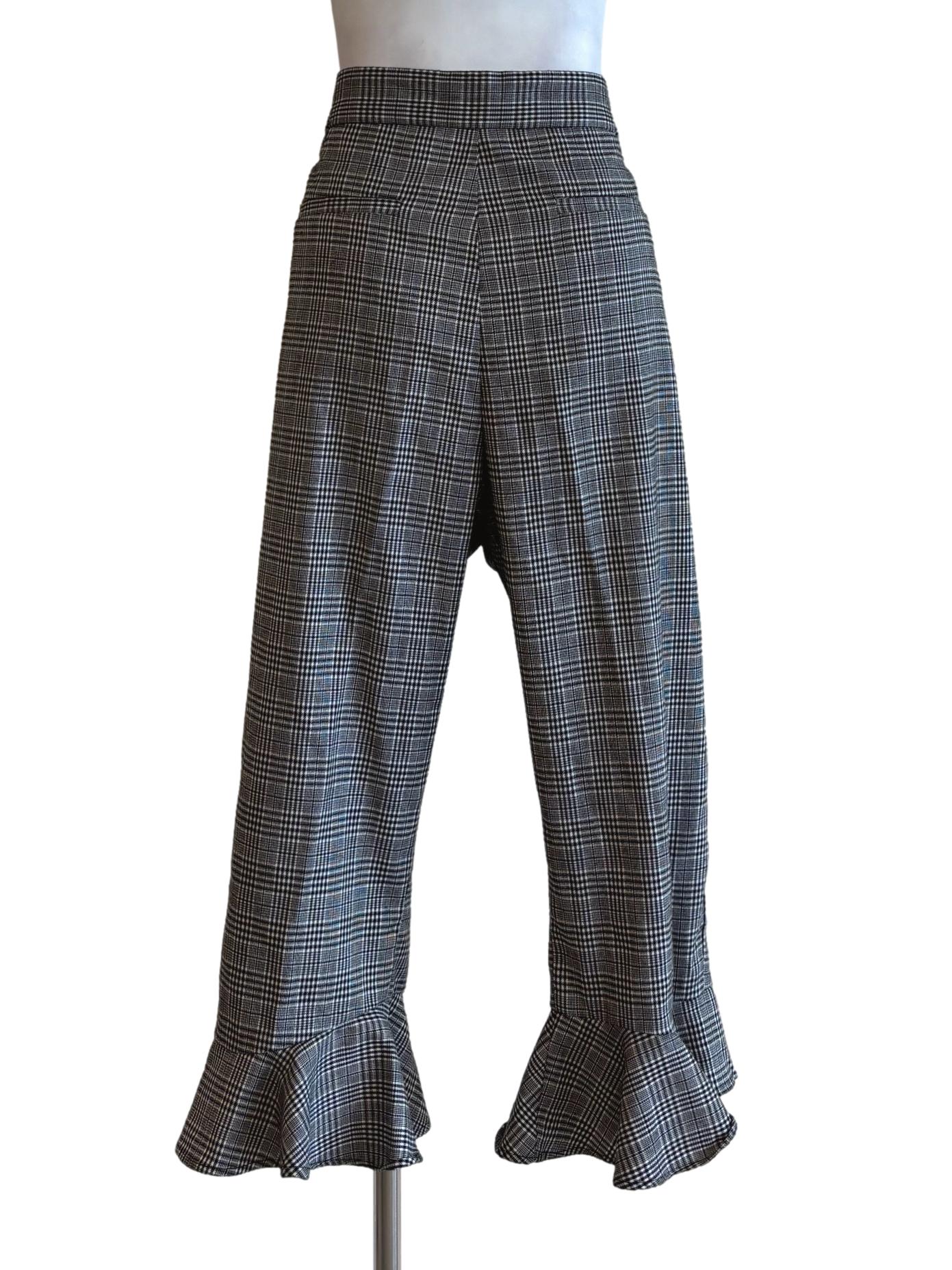 Ebony Black Plaid Ruffle Pants