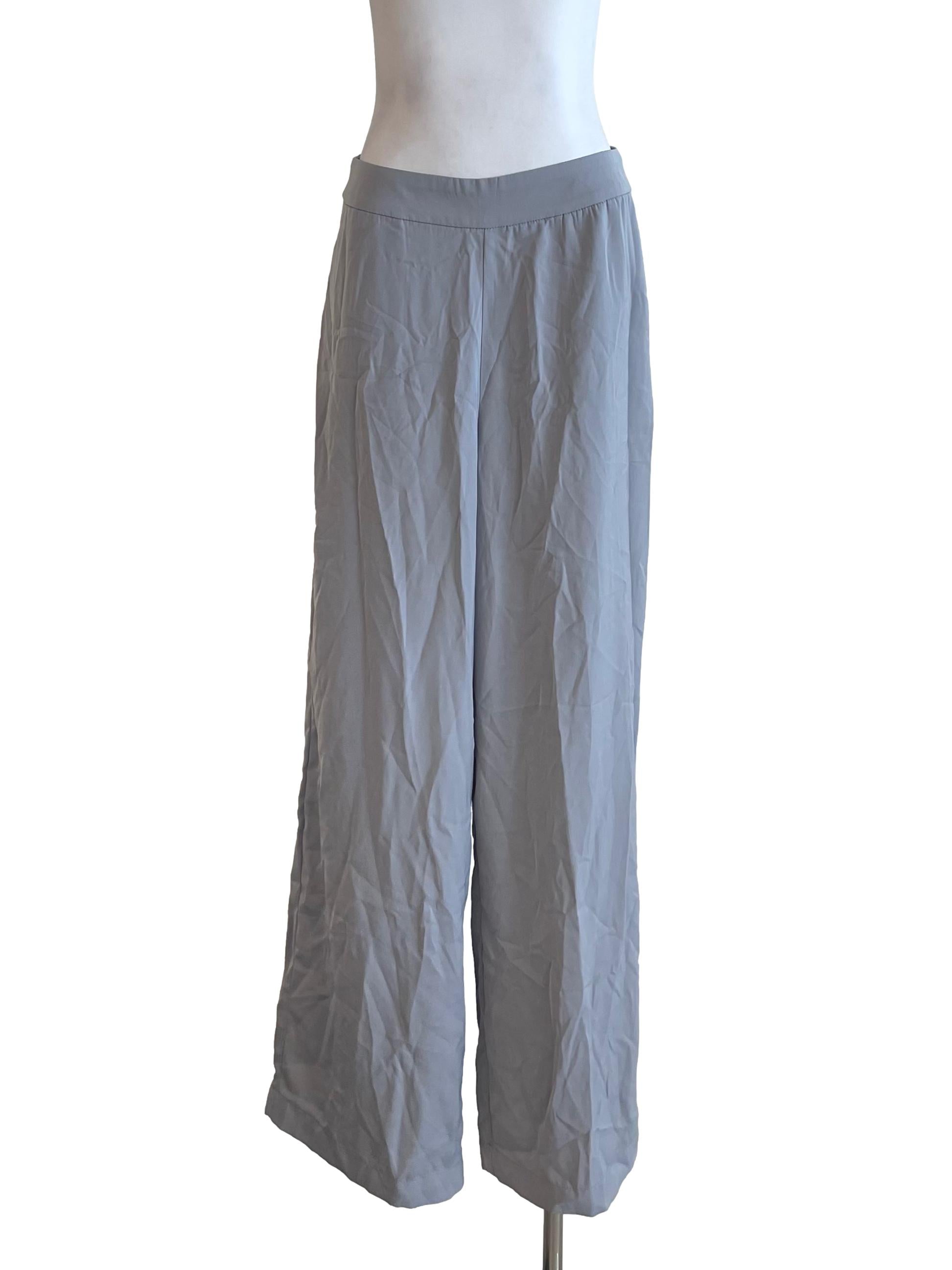 Silver Wide Leg Flowy Pants