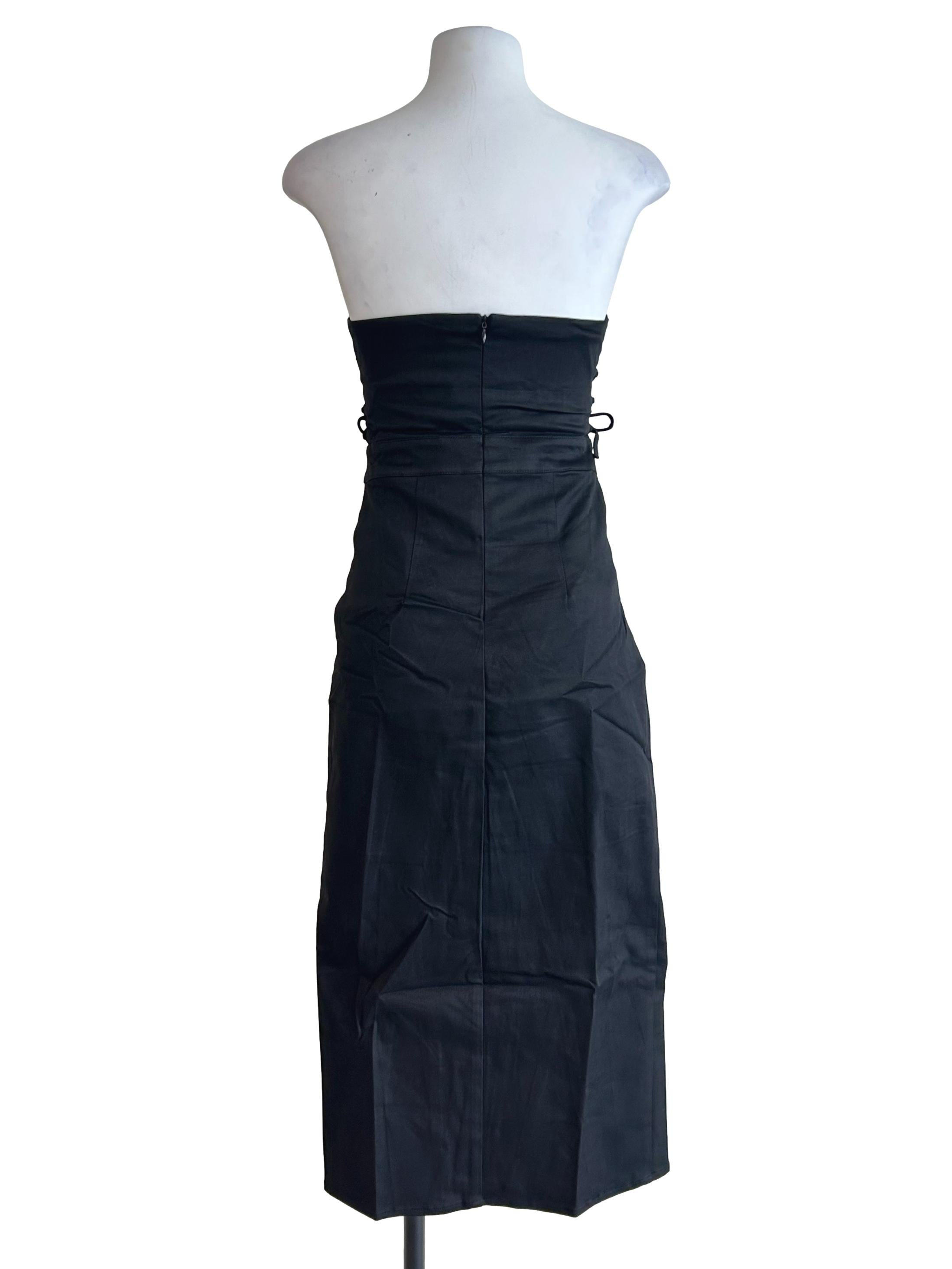 Black Romare Lace Up Tube Padded Dress