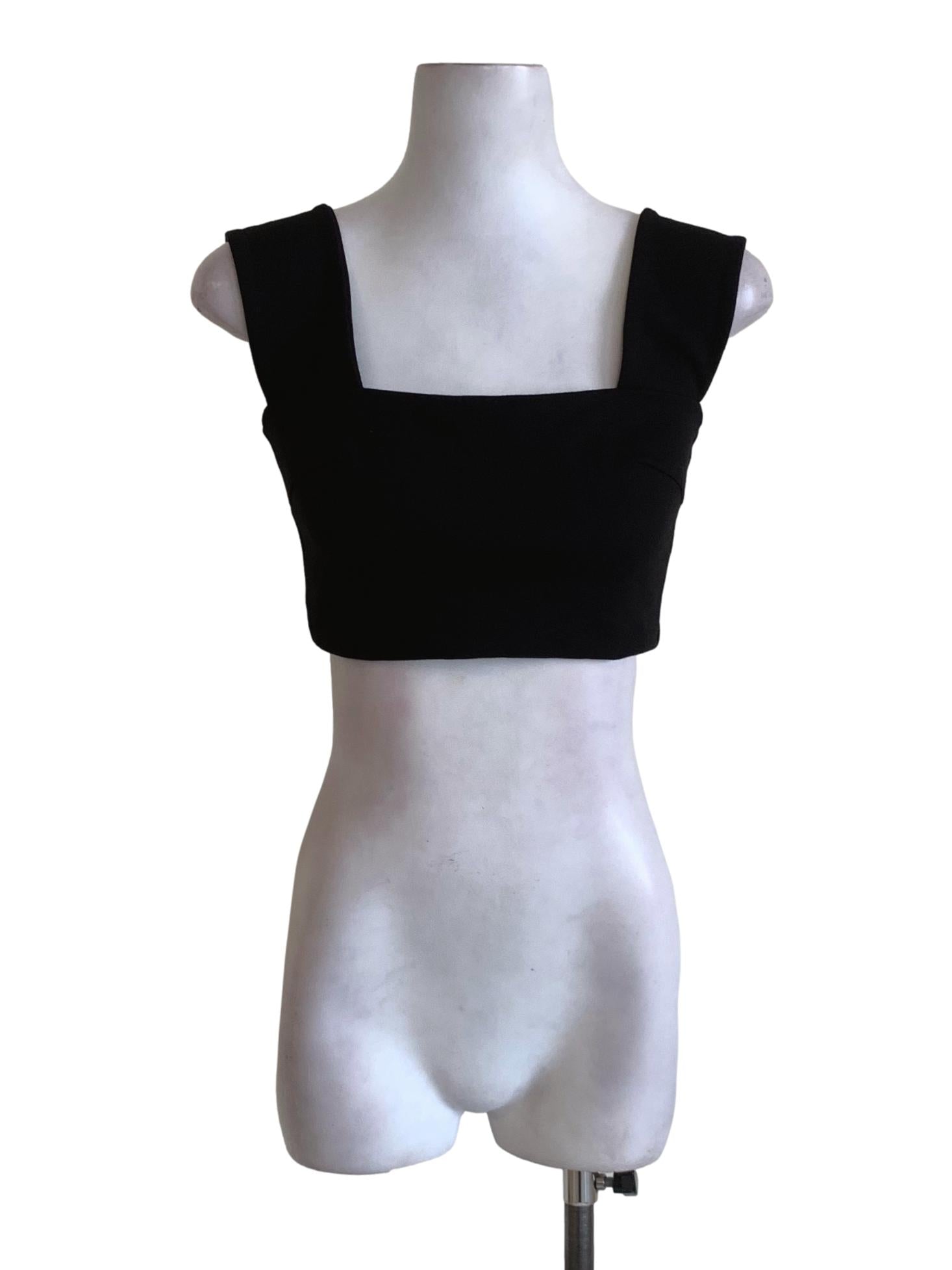 Black Square Neckline Cropped Top LB