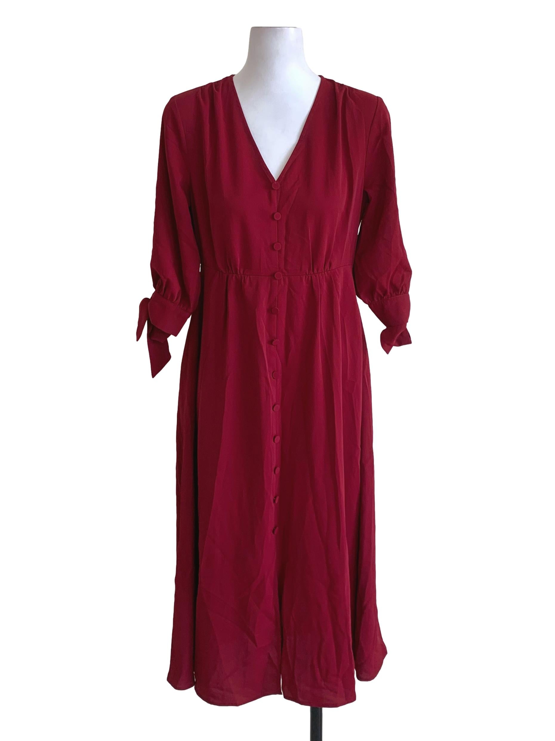 Scarlet Red V-Neckline Empire Dress