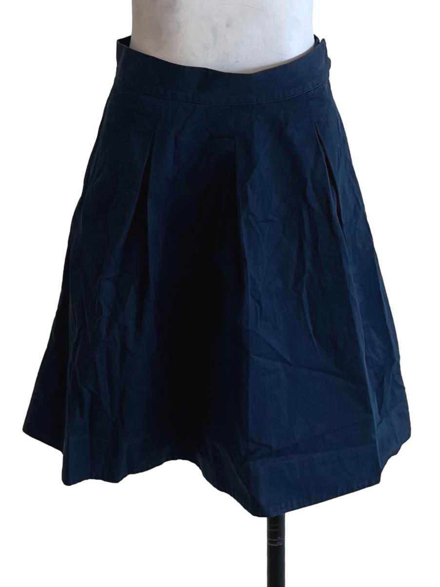 Navy Blue Pleated High-Waist Mini Skirt