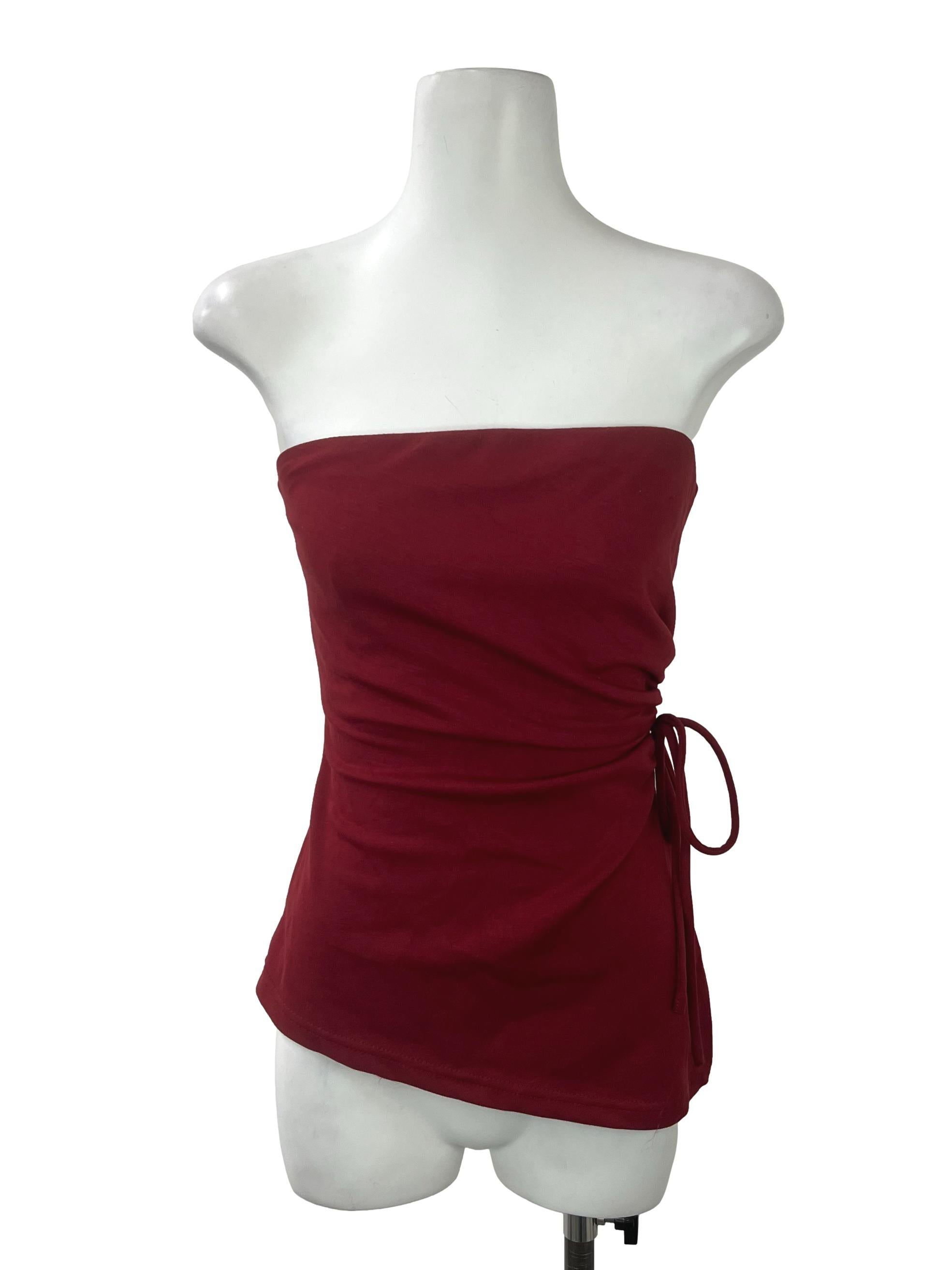 Red Ruched Tube Top