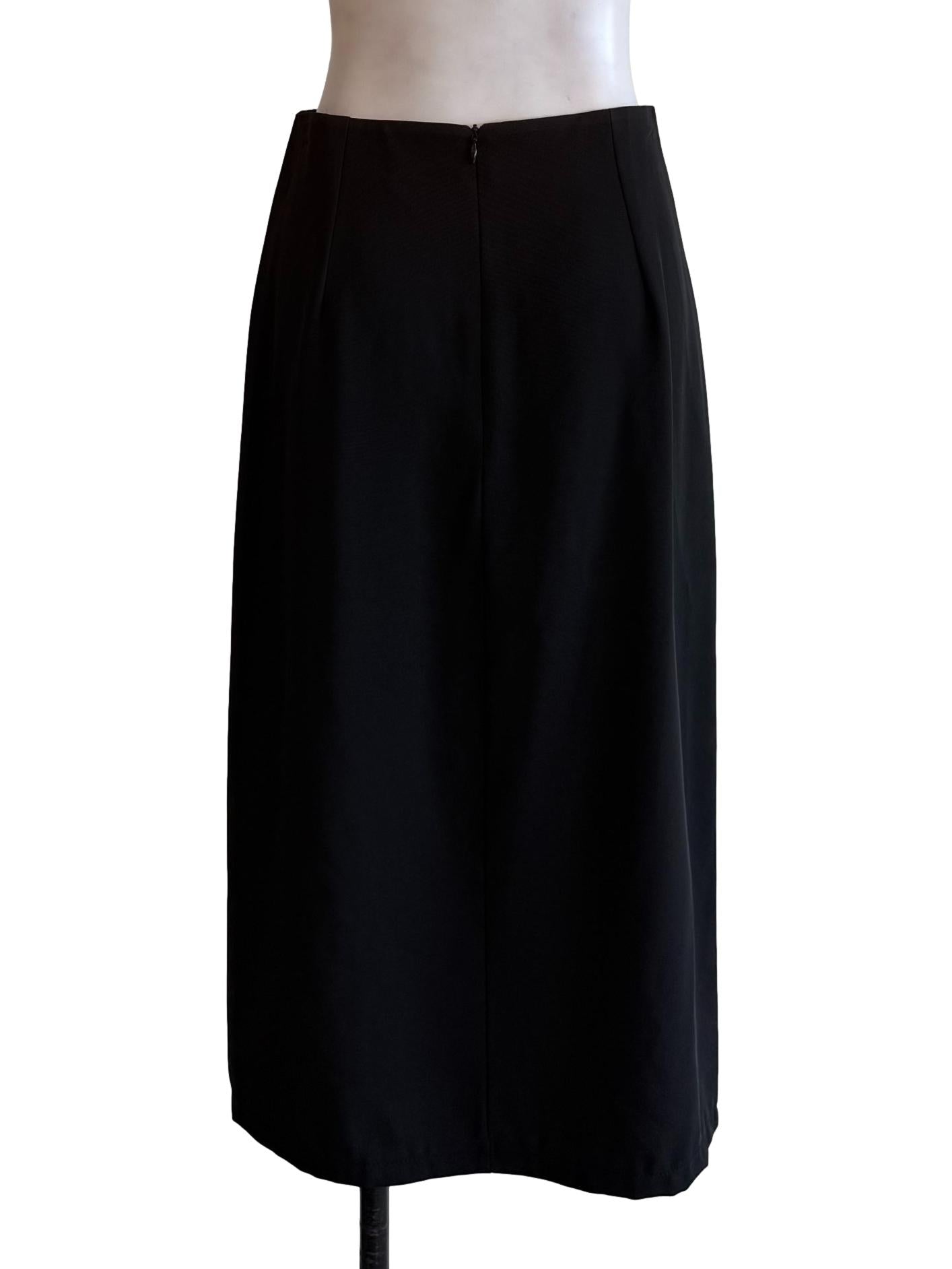 Black Draped Pencil Skirt