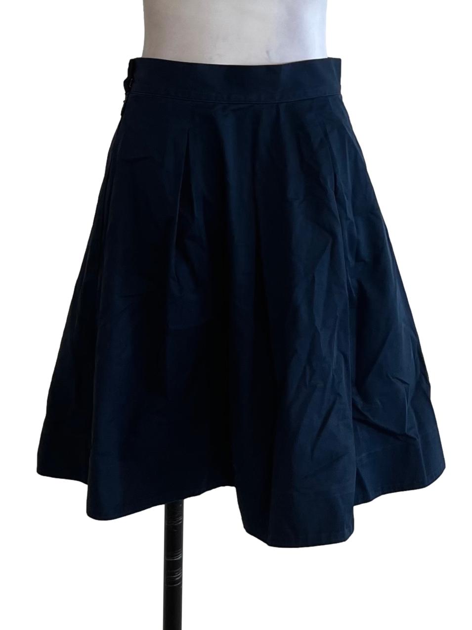 Navy Blue Pleated High-Waist Mini Skirt