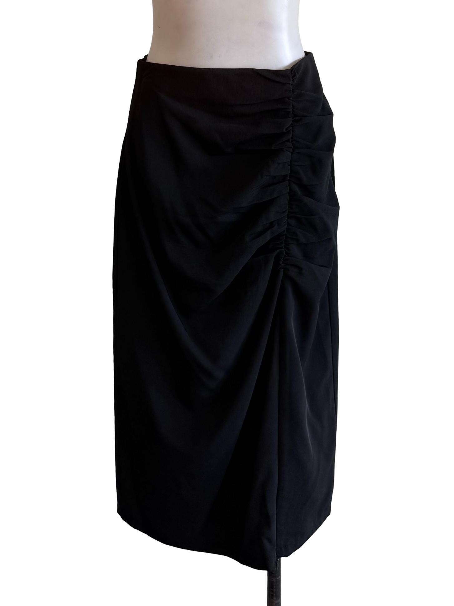Black Draped Pencil Skirt
