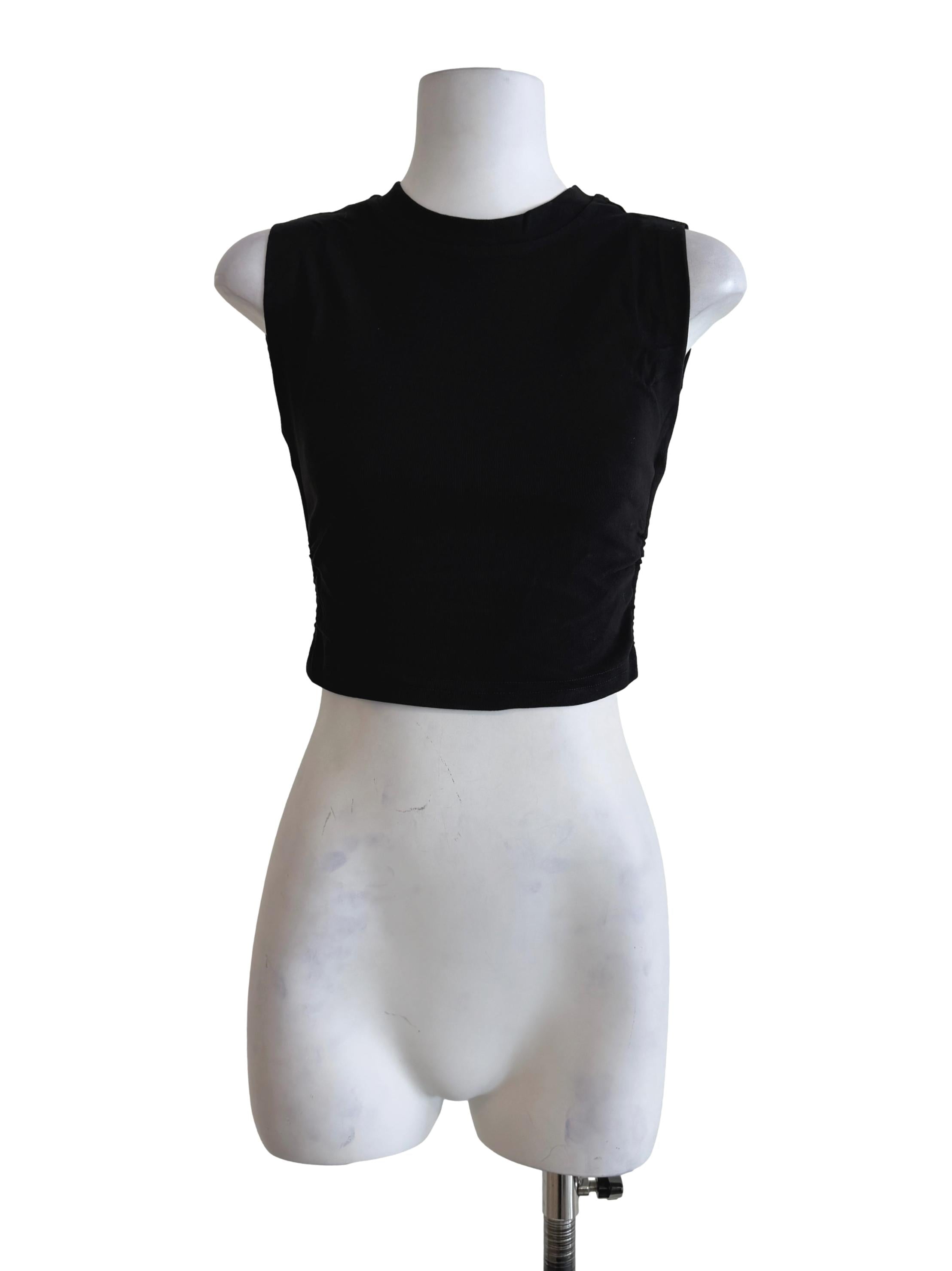 Black Knox Ruched Side Basic Top