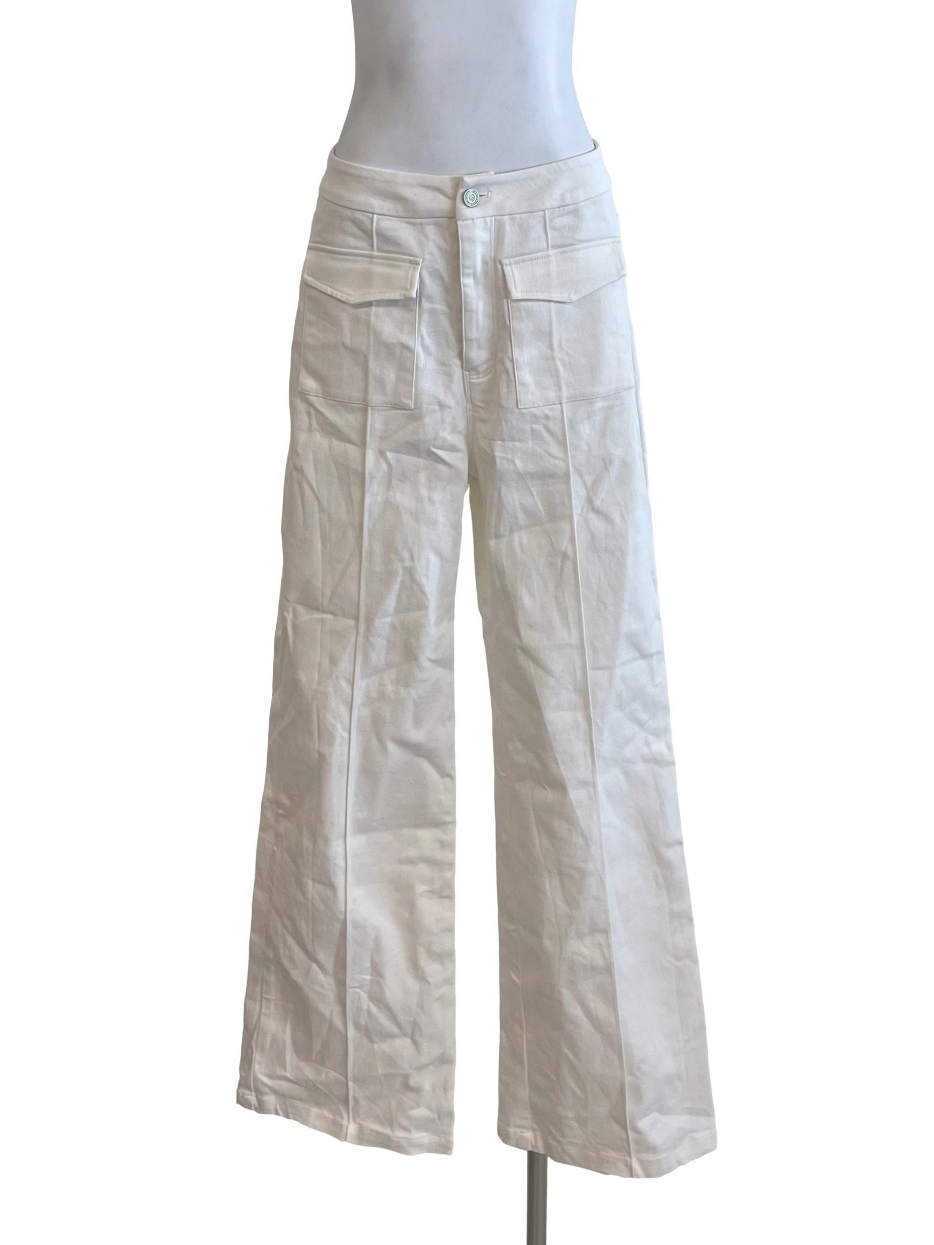 White Front Pocket Baggy Jeans
