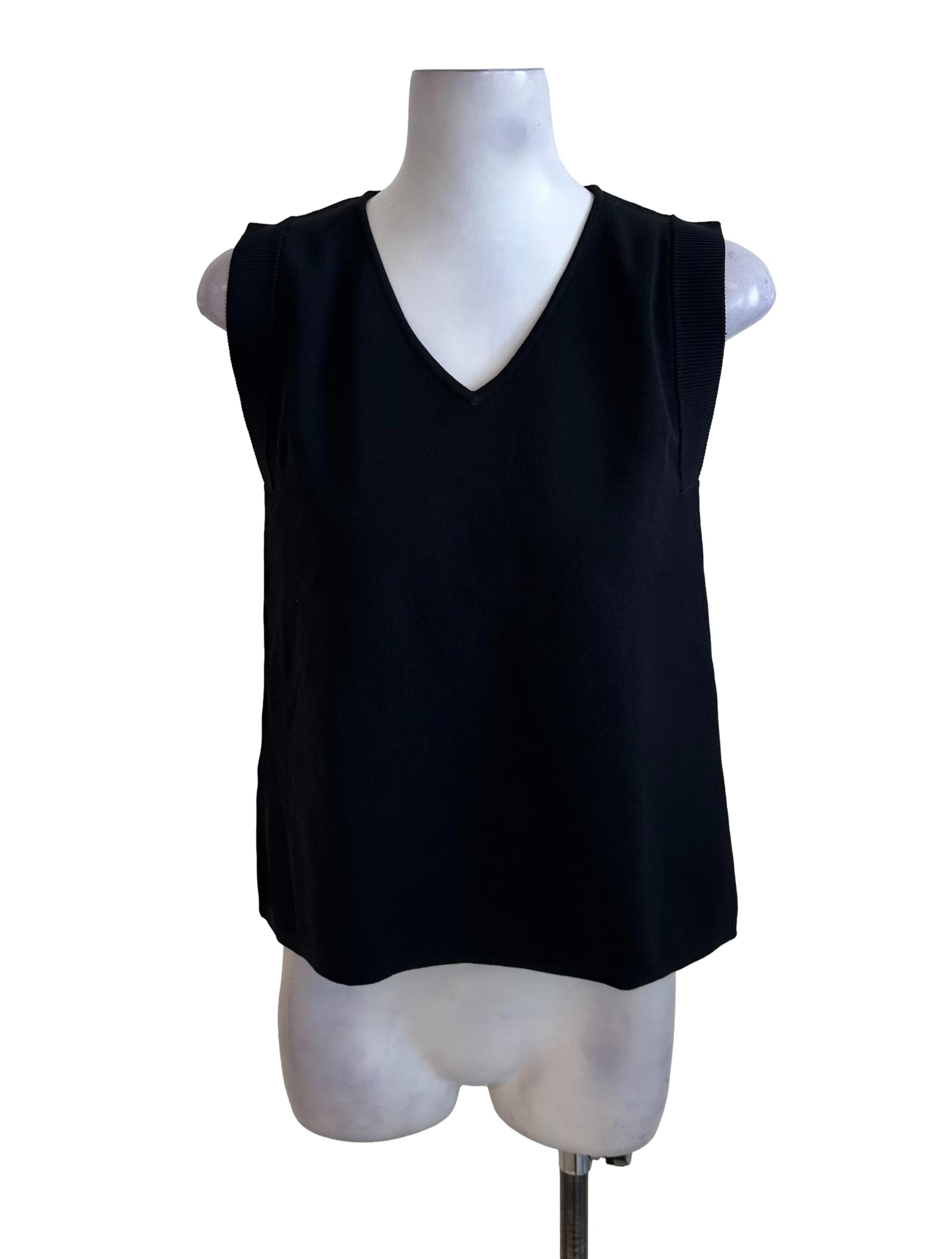 Onyx Black V Neck Knit Top OSN