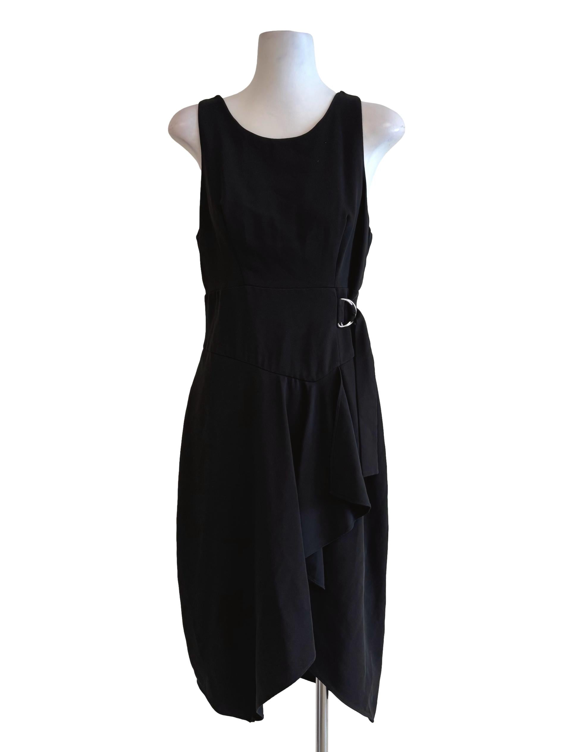 Night Black Sleeveless Ruffle Pencil Dress