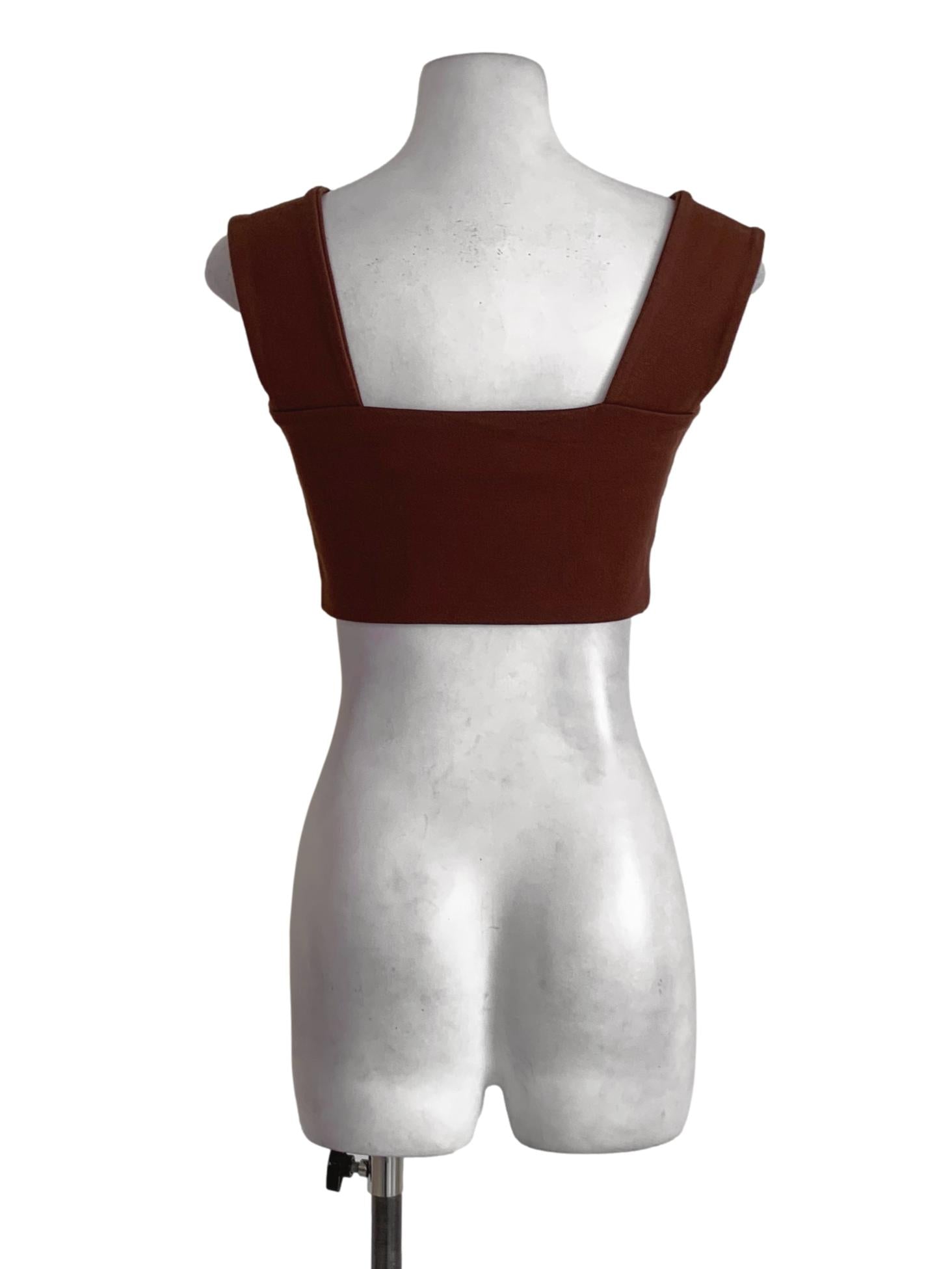 Brown Square Neckline Cropped Top LB