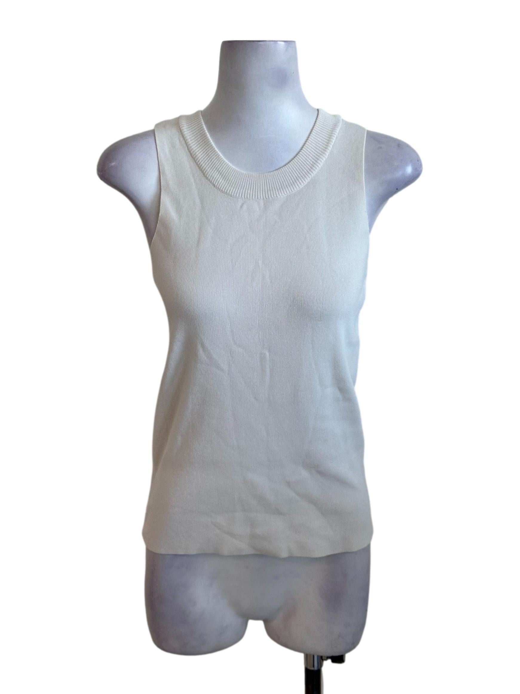 Off White Round Neck Knit Top OSN
