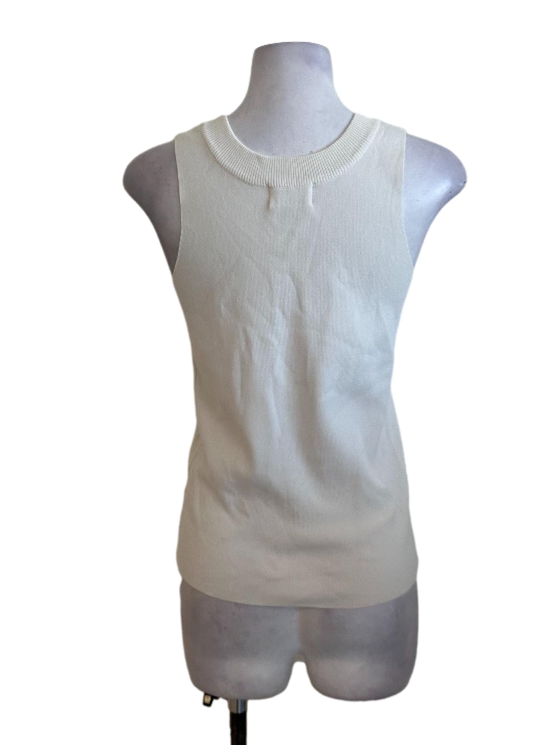 Off White Round Neck Knit Top OSN